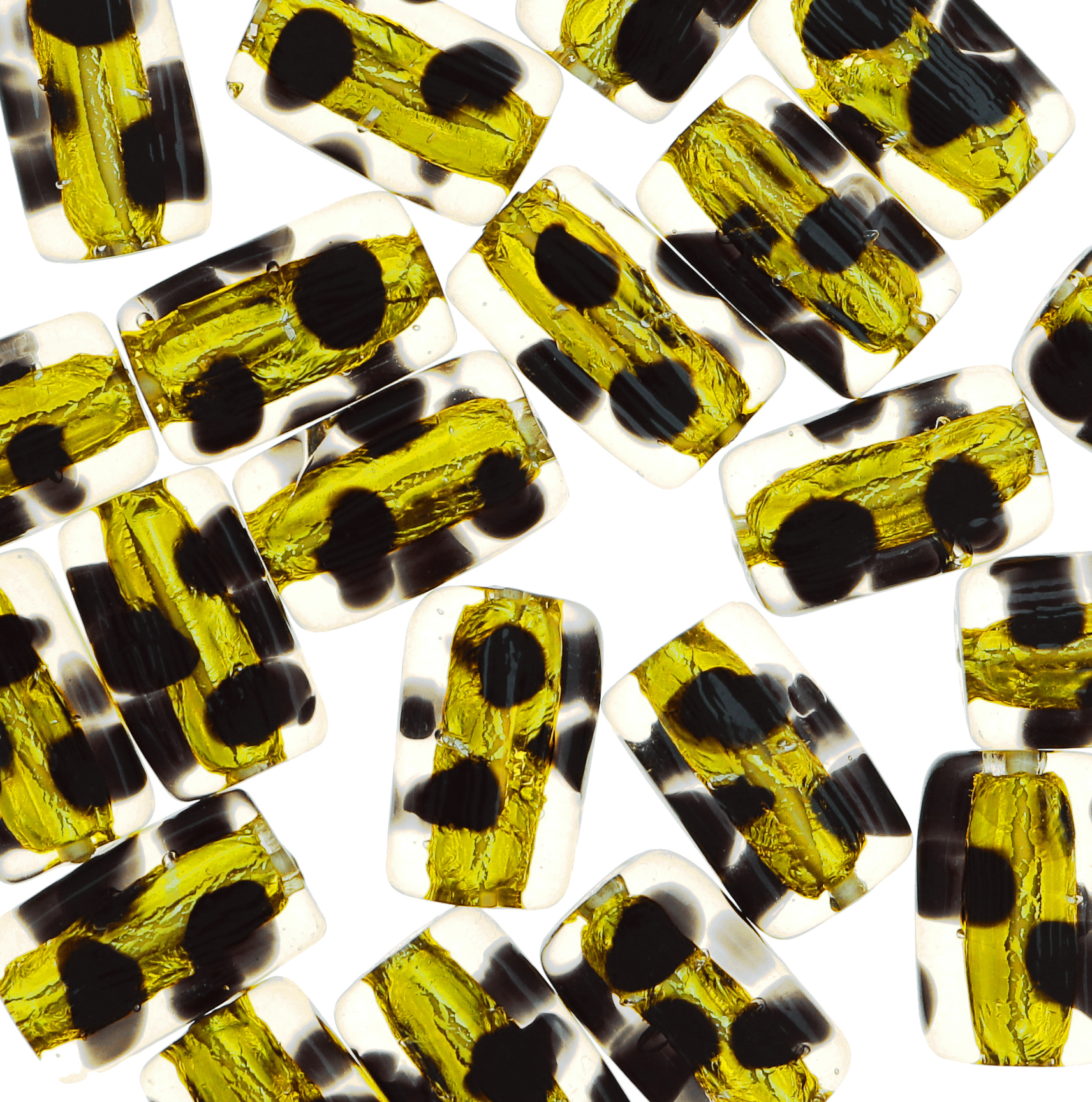Rettangolo, 21x15 mm., Topazio a pois con argento 925