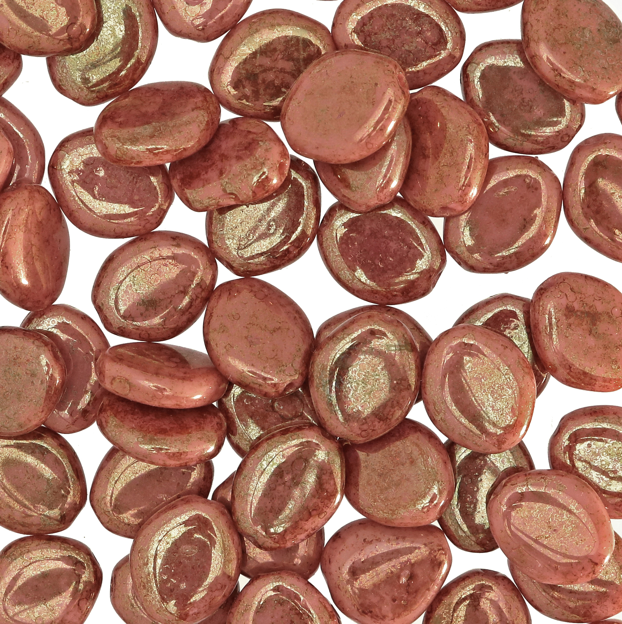 Semino, 12x10 mm., Rosa antico scuro marmorizzato