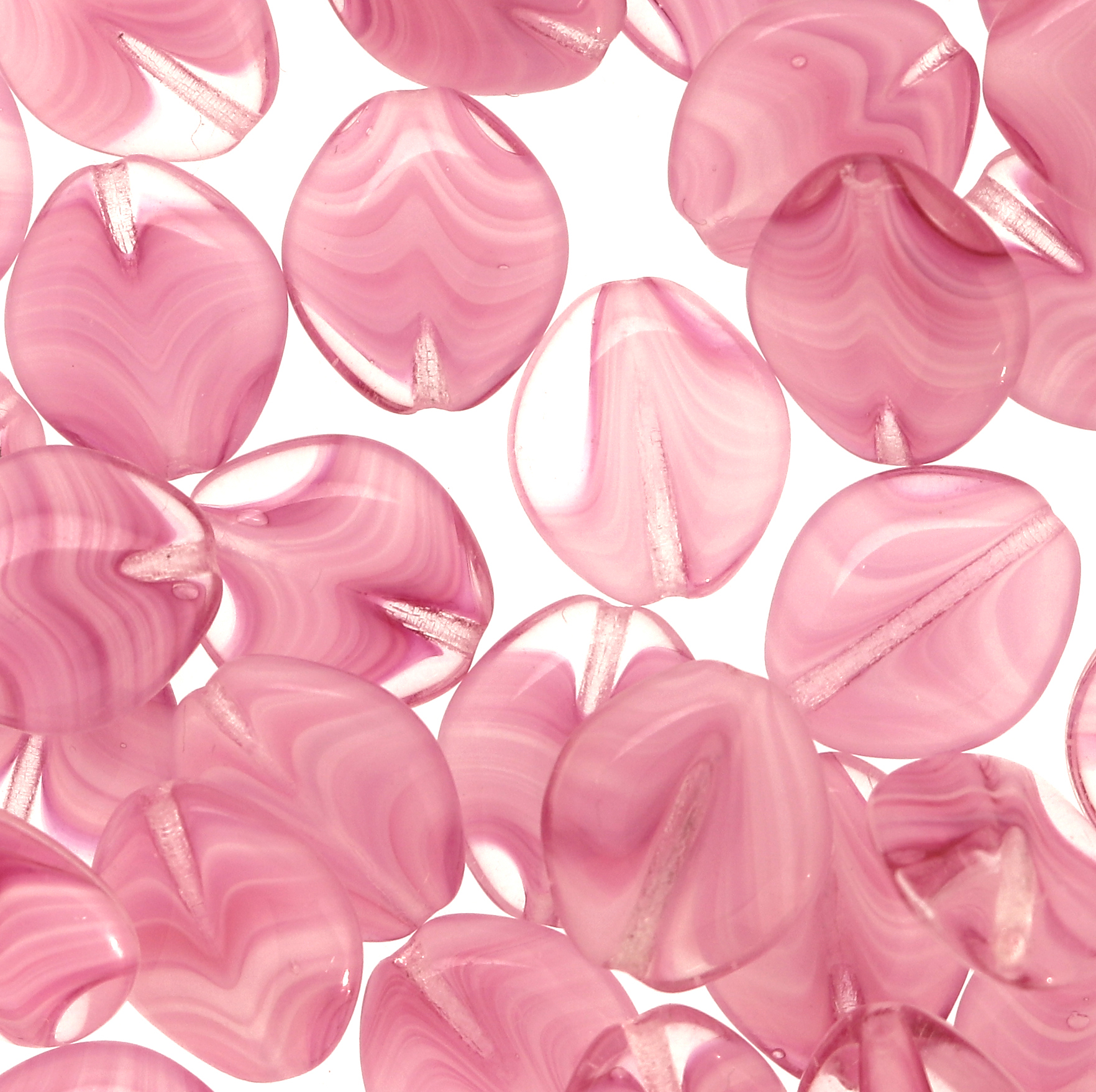 Semino, 14x12 mm., Rosa sfumato in bianco e in trasparente