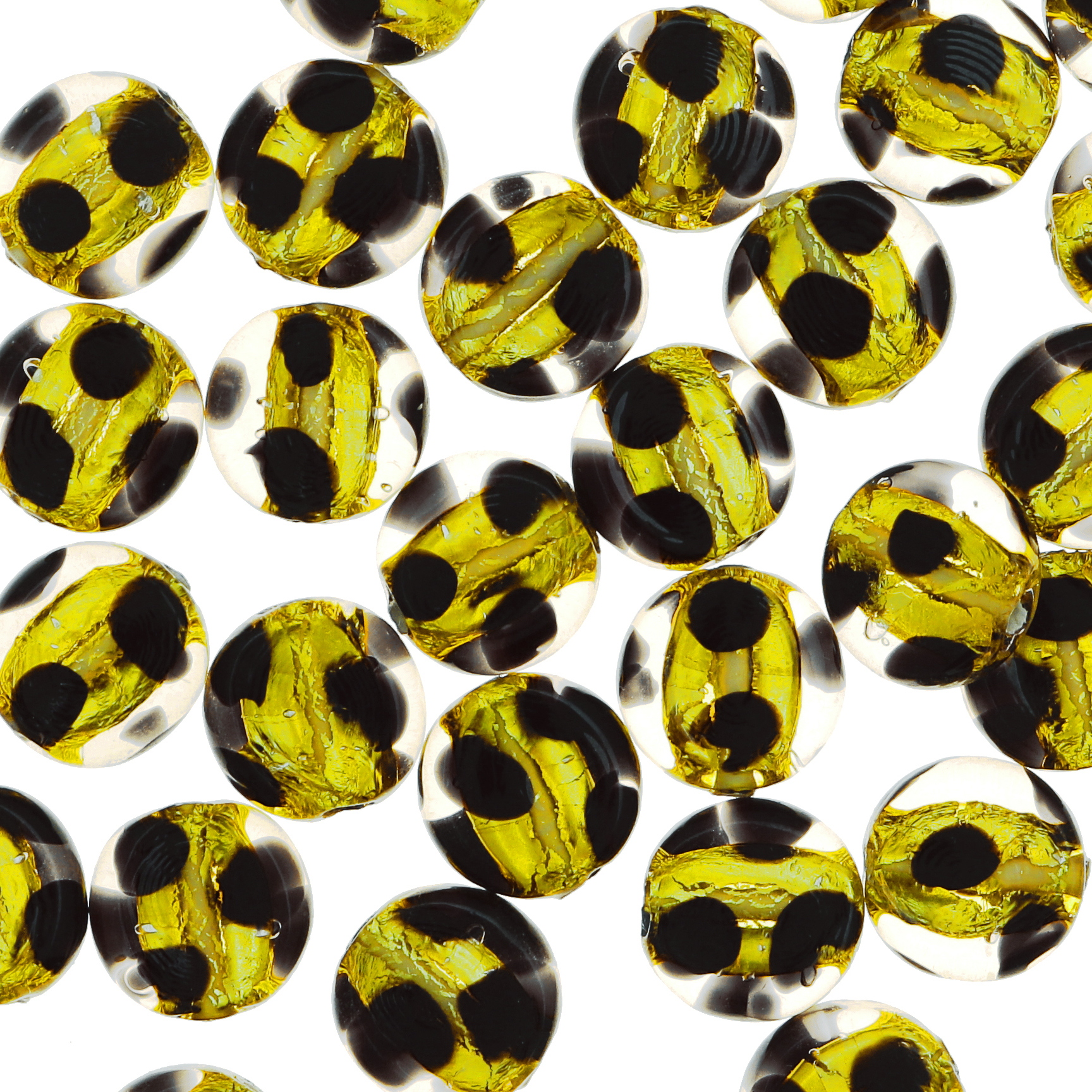 Tondo piatto, 16 mm., Topazio a pois con argento 925