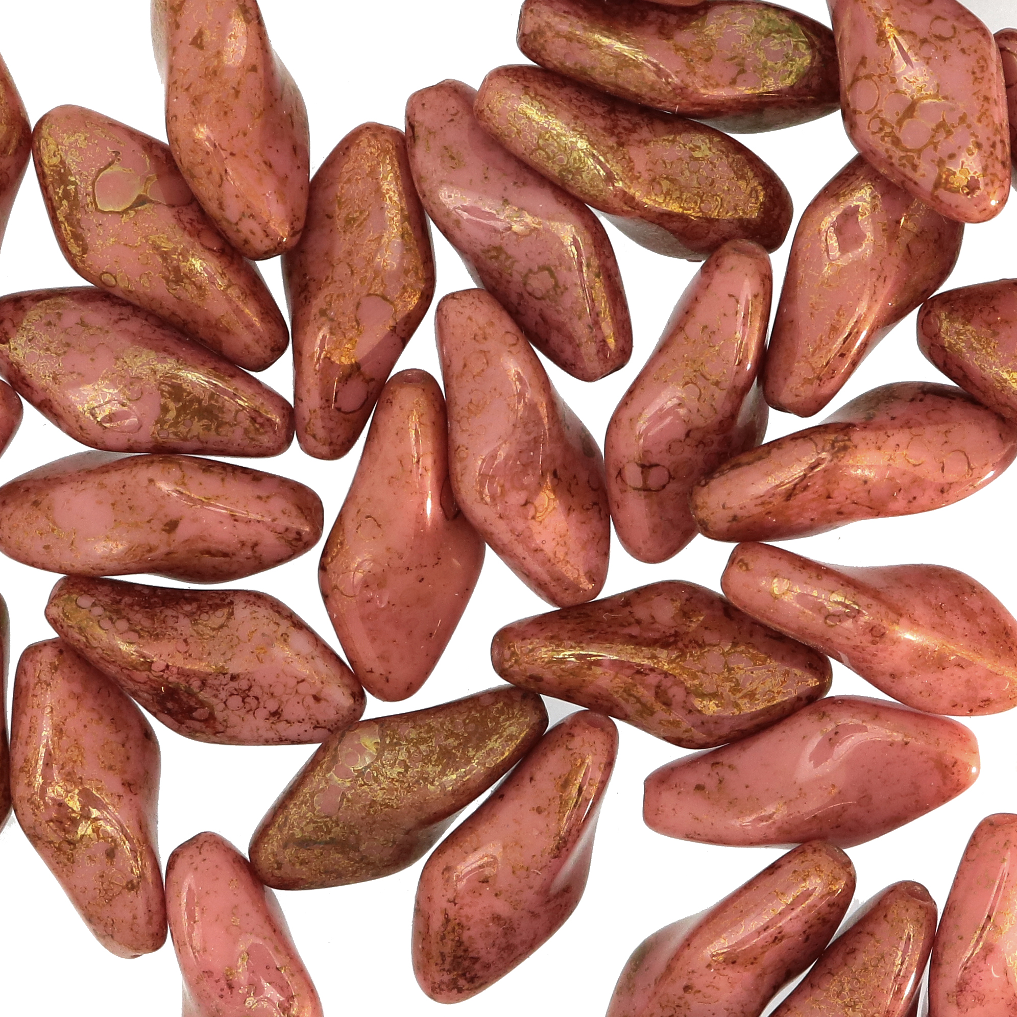 Torciglione, 19x10 mm., Rosa antico scuro marmorizzato