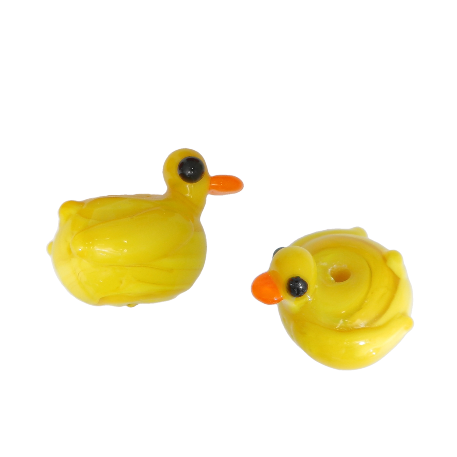 Papera in vetro colore Giallo, con foro passante di 1.6mm., misura 15x15mm.,