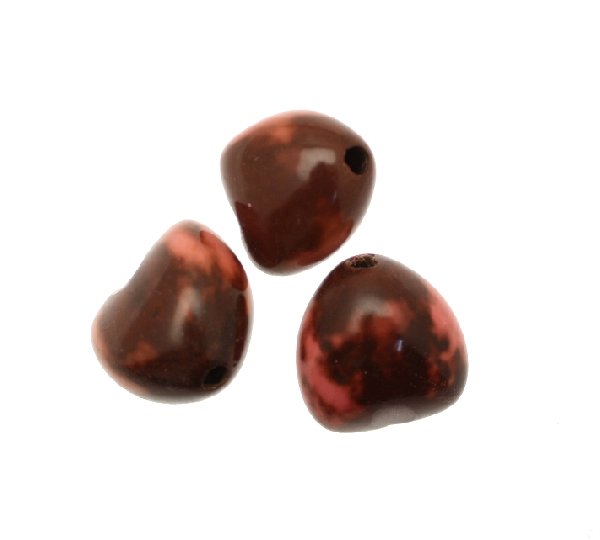 Seme naturale tinto, foro largo, vuoto dentro, 25 mm., Salmone macchiato in marrone