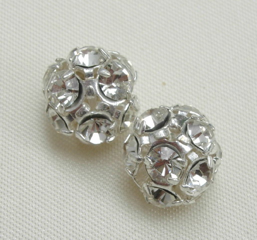 Palla strass, 8 mm., base Argento Chiaro