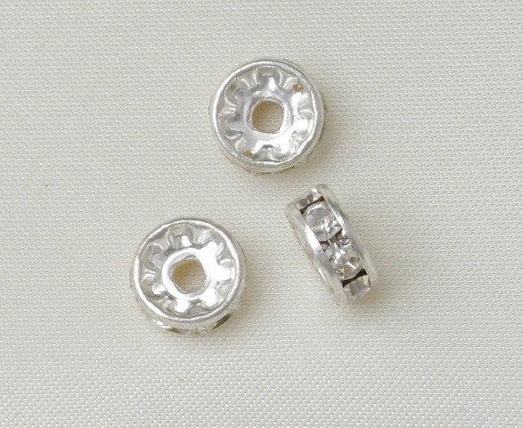 Rondella strass, 6 mm., base Argento Chiaro
