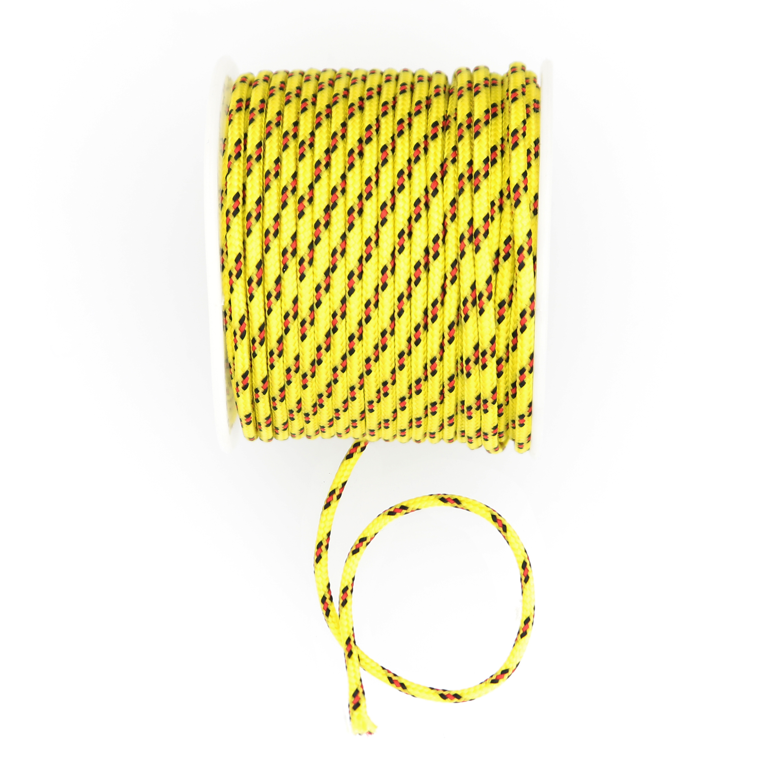 Cordoncino tubolare intrecciato, sintetico, diametro 2 mm., colore MULTICOLOR GIALLO+ROSSO+NERO