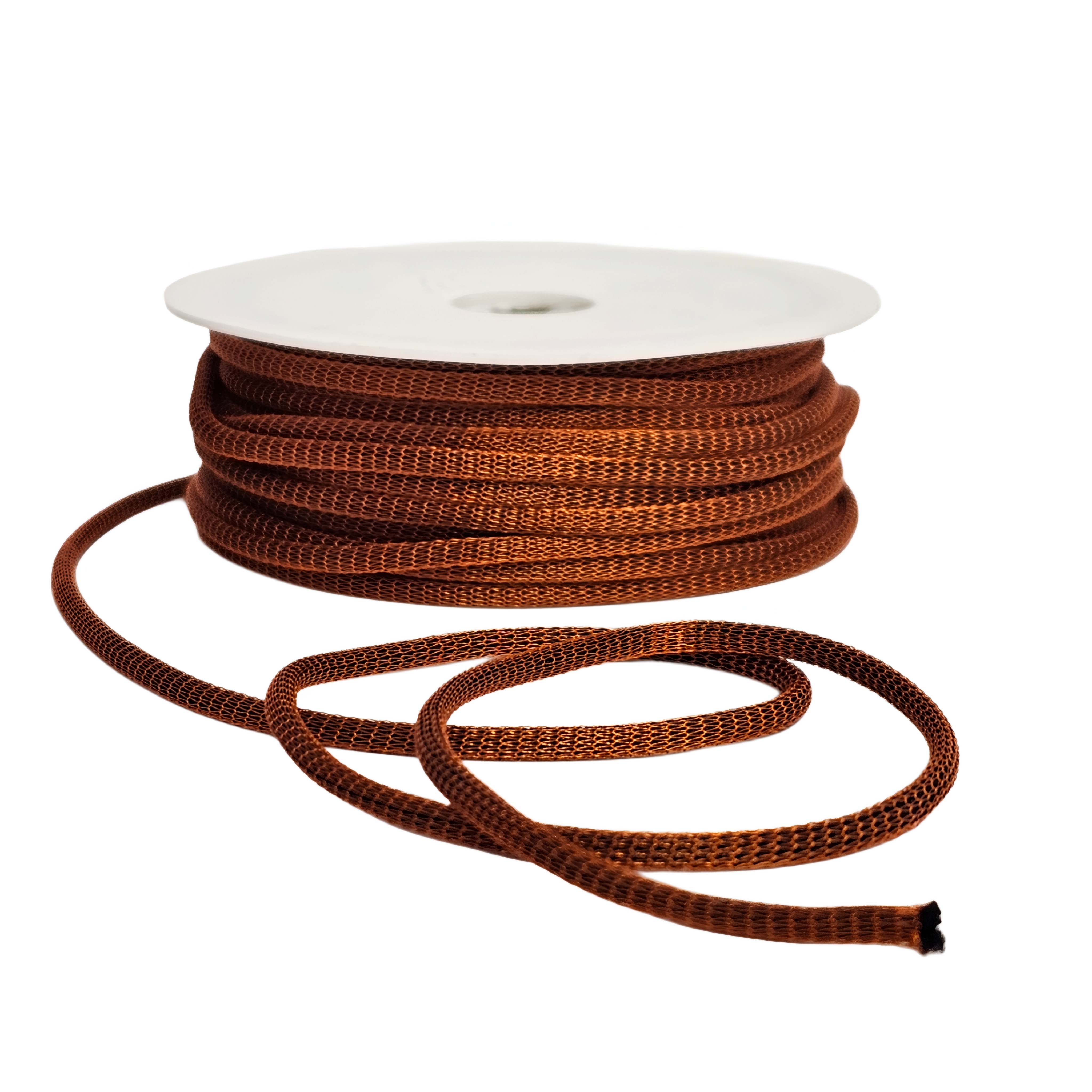 Cordoncino tubolare in Tessuto, diametro 4mm., colore Rame Scuro Metalizzato