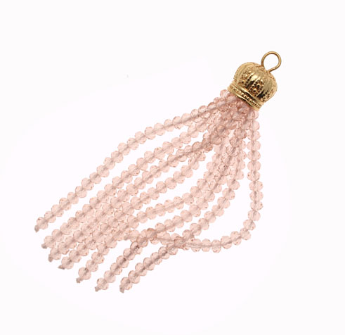 Nappina in cristallo colore ROSA CHIARO, con una coppetta di metallo colore ORO LUCIDO