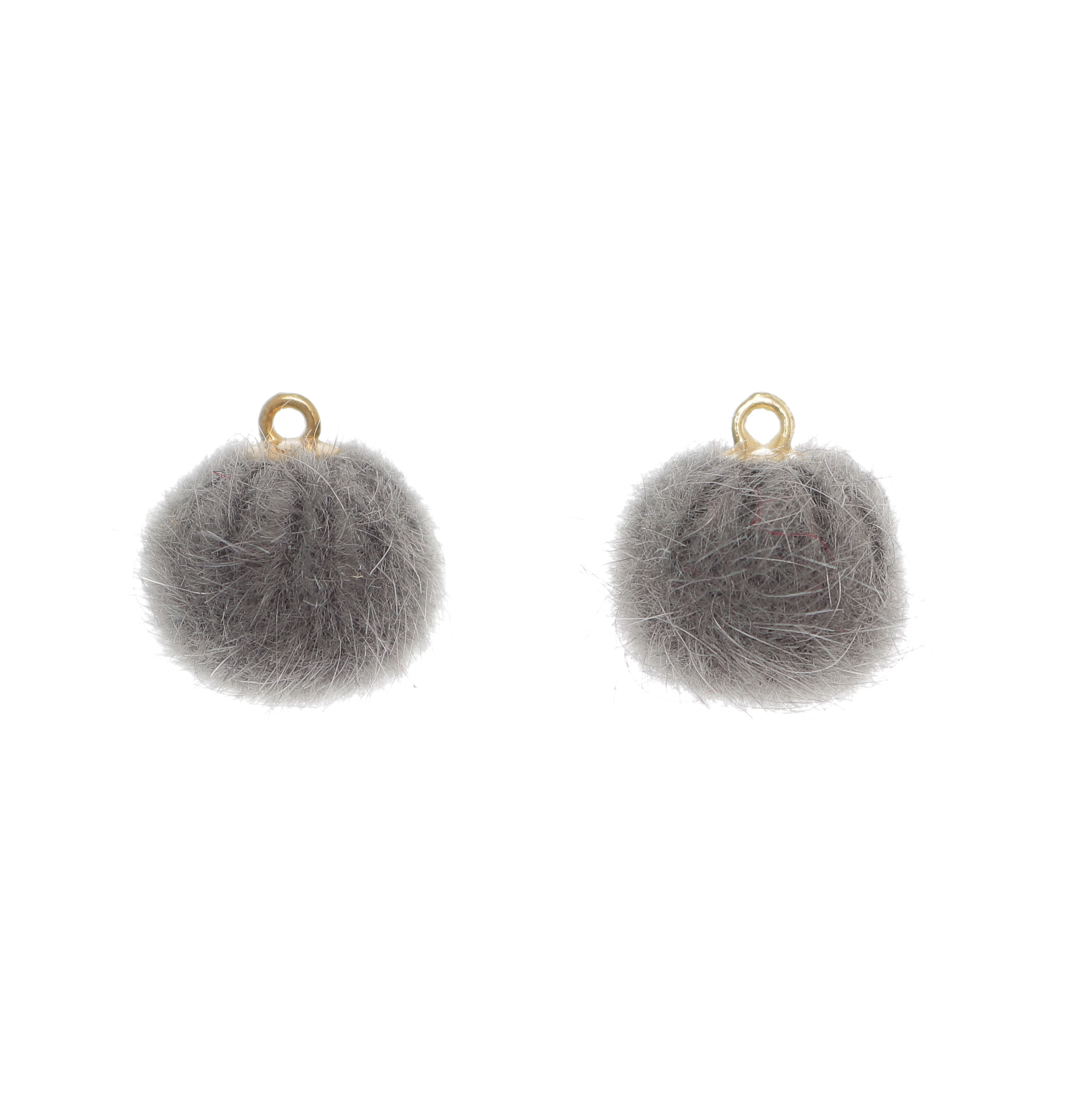 Pon Pon, in lapin sintetico, tondo, diametro 16 mm., colore GRIGIO SCURO