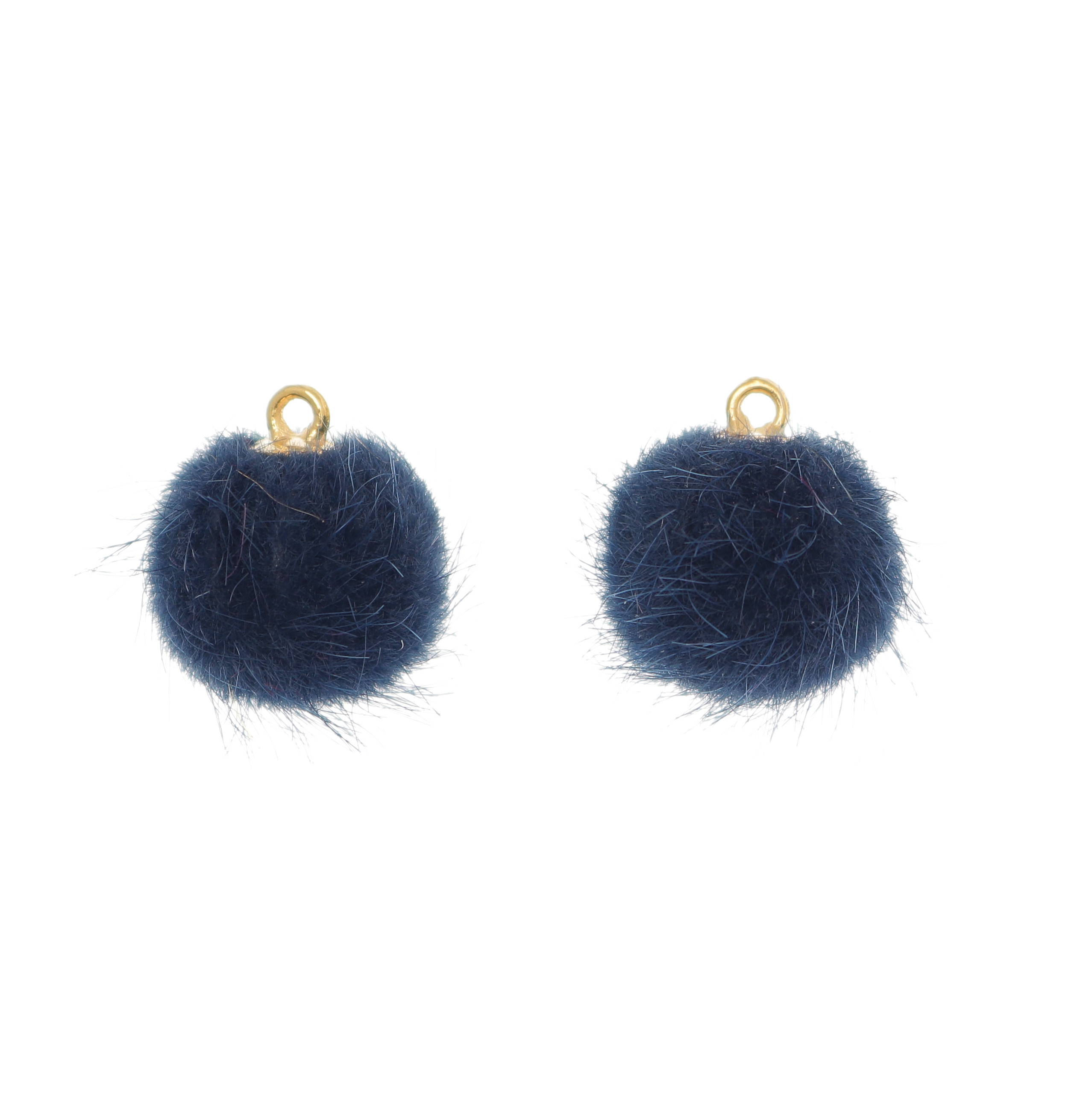 Pon Pon, in lapin sintetico, tondo, diametro 16 mm., colore BLU SCURO