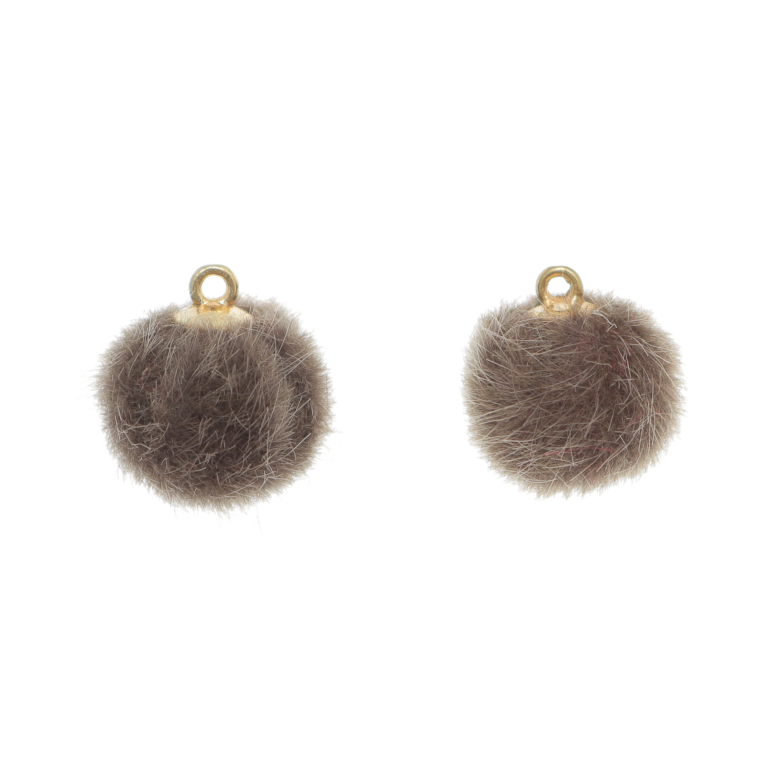 Pon Pon, in lapin sintetico, tondo, diametro 16 mm., colore FANGO