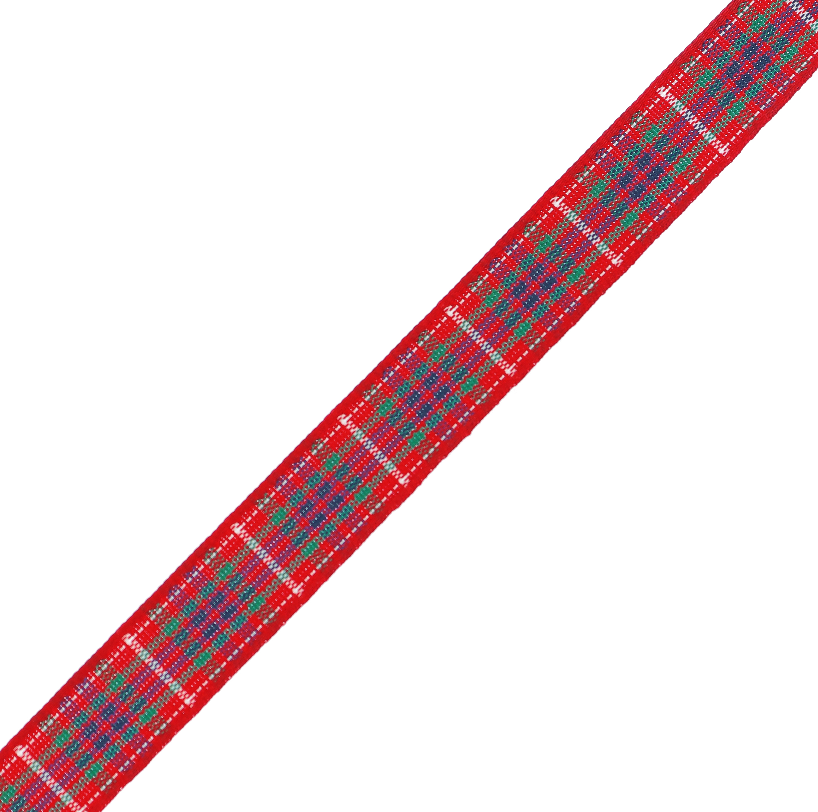 Nastro sintetico scozzese, alto 15 mm., colore ROSSO-BLU-VERDE-BIANCO