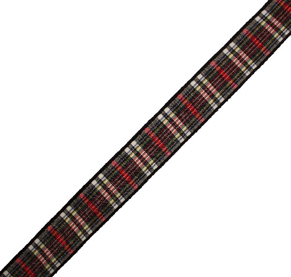 Nastro sintetico scozzese, alto 15 mm., colore NEROROSSOBIANCOBLUGIALLO