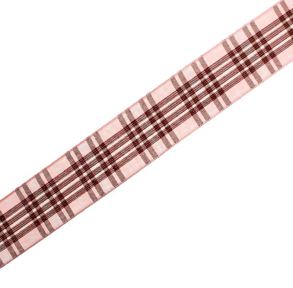 Nastro sintetico scozzese, alto 25 mm., colore MARRONEROSAAZZURRO