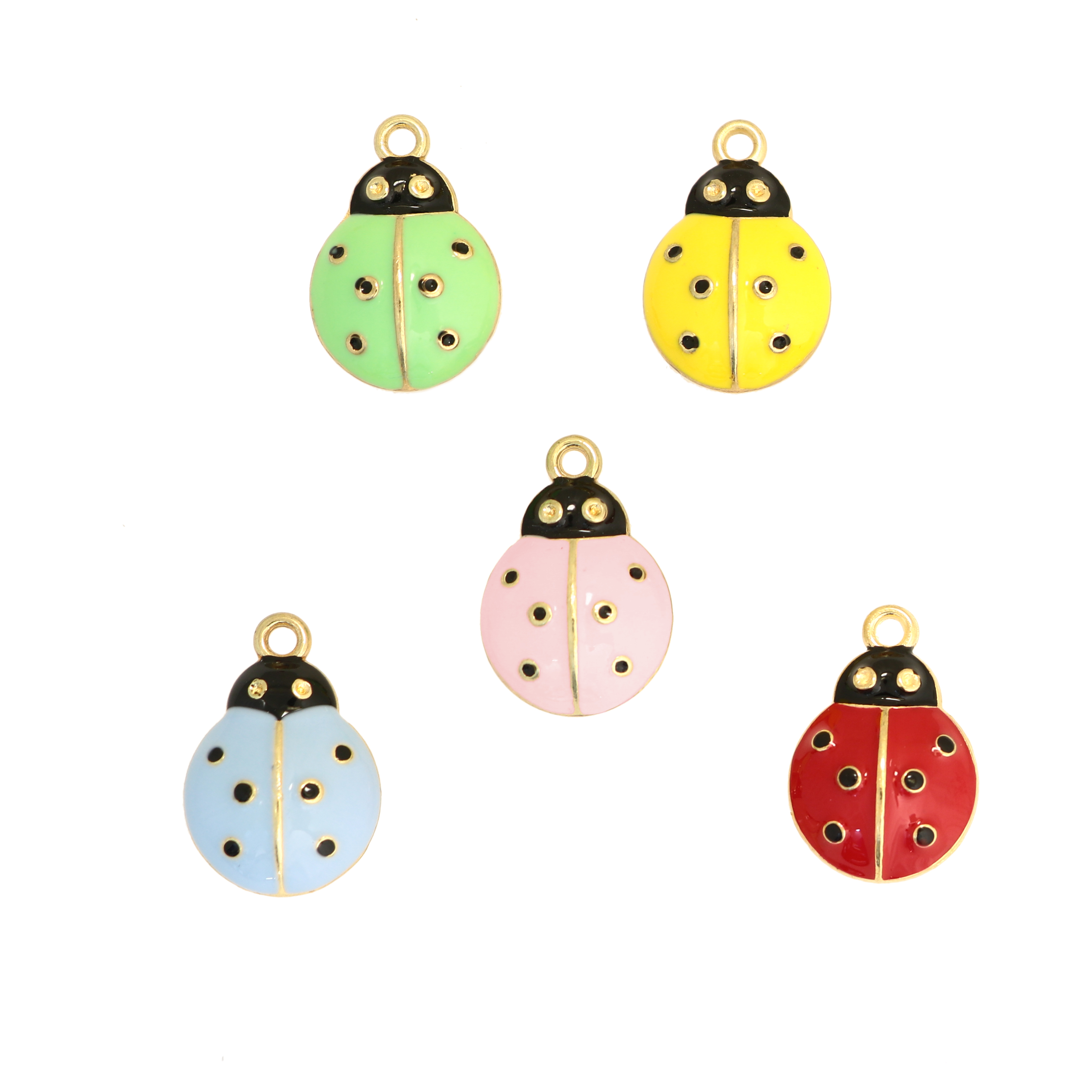 Ciondolo smaltato a forma di Coccinella, 14x21mm