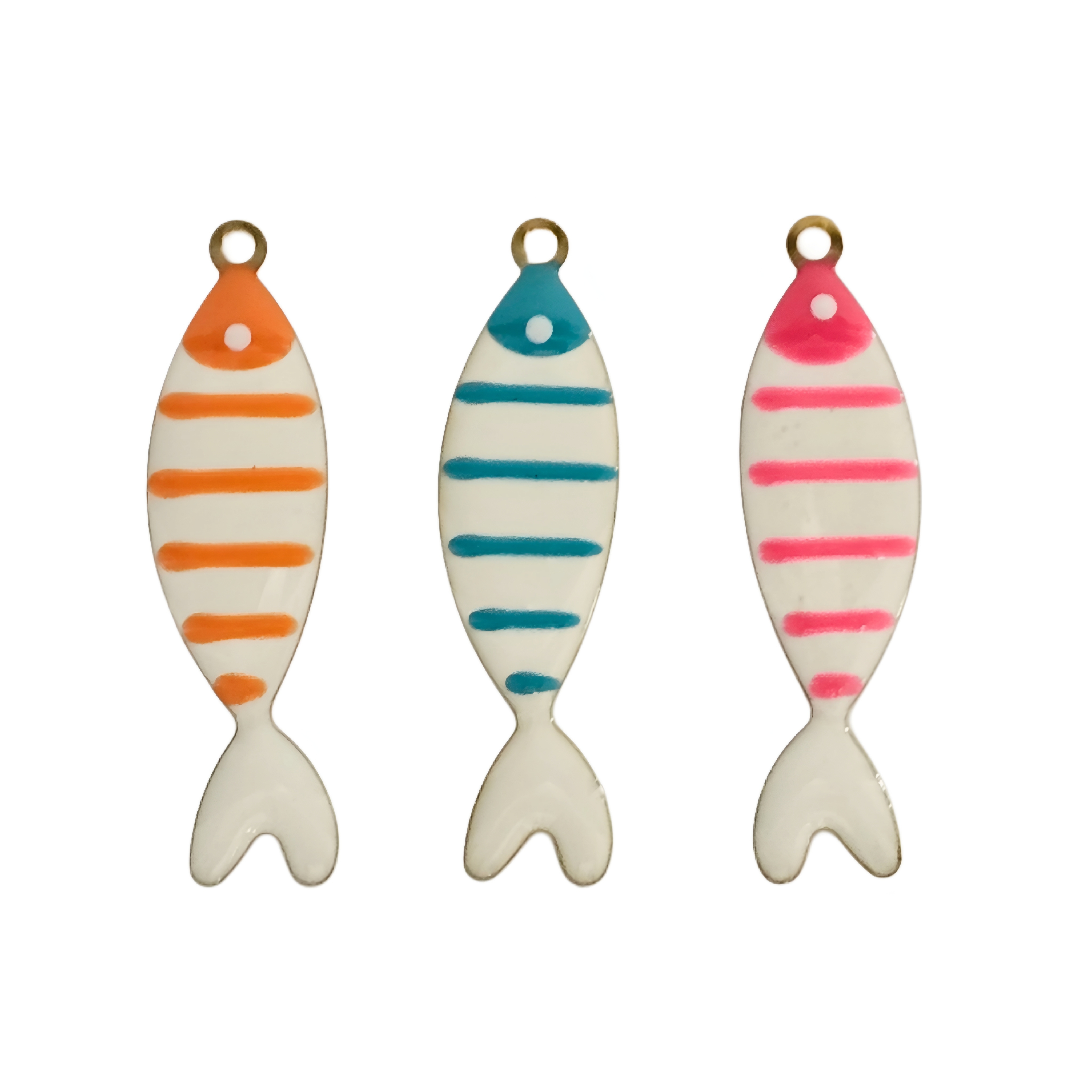 Ciondolo smaltato a forma di Sardina, piatto, 46x13mm