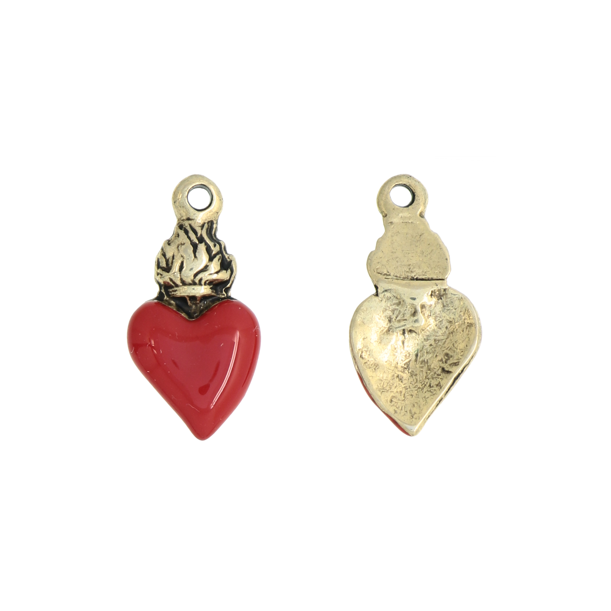Ciondolo cuore con Fiamma, 150x21mm., colore Rosso