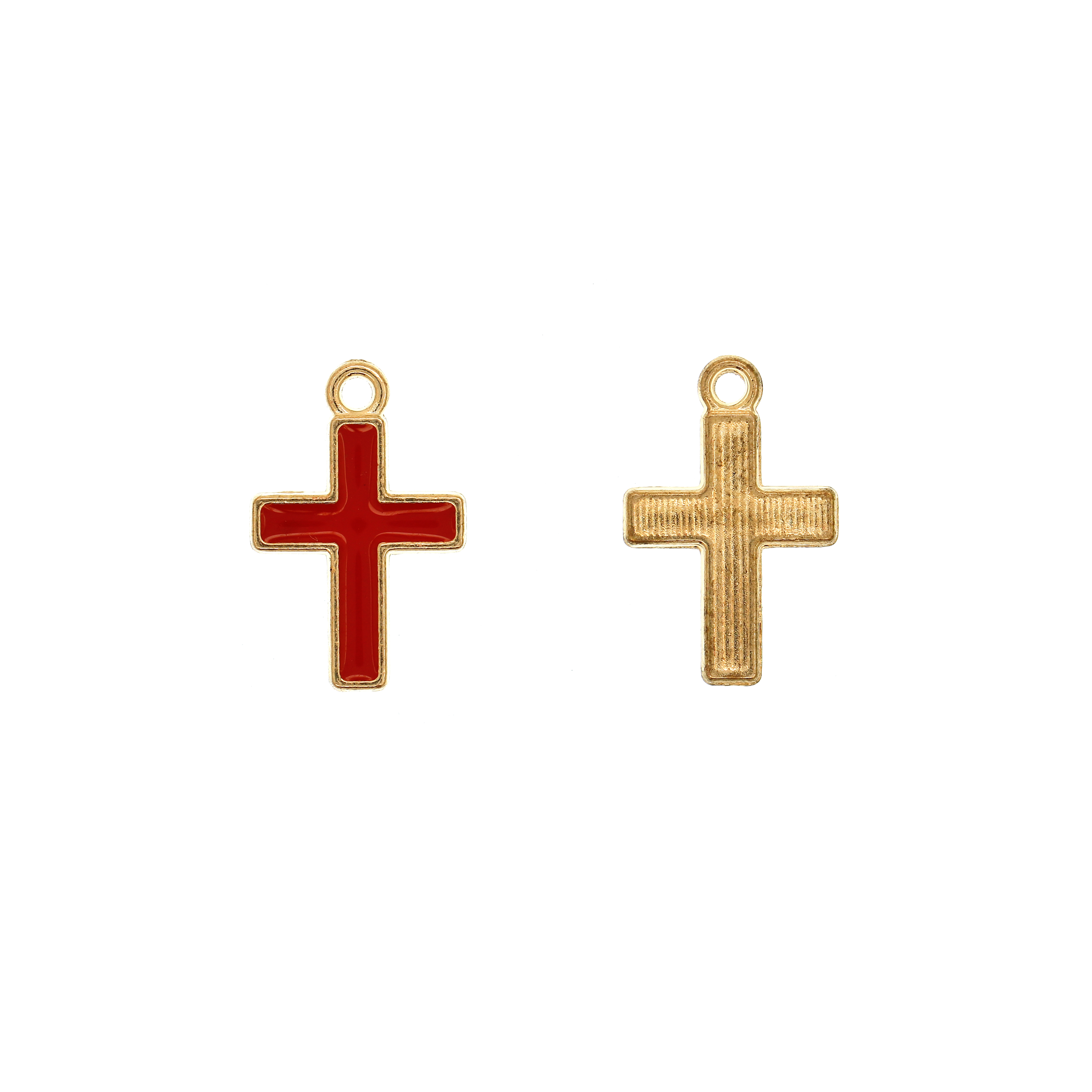 Ciondolo a forma di Croce, 11x16 mm., colore smalto Rosso