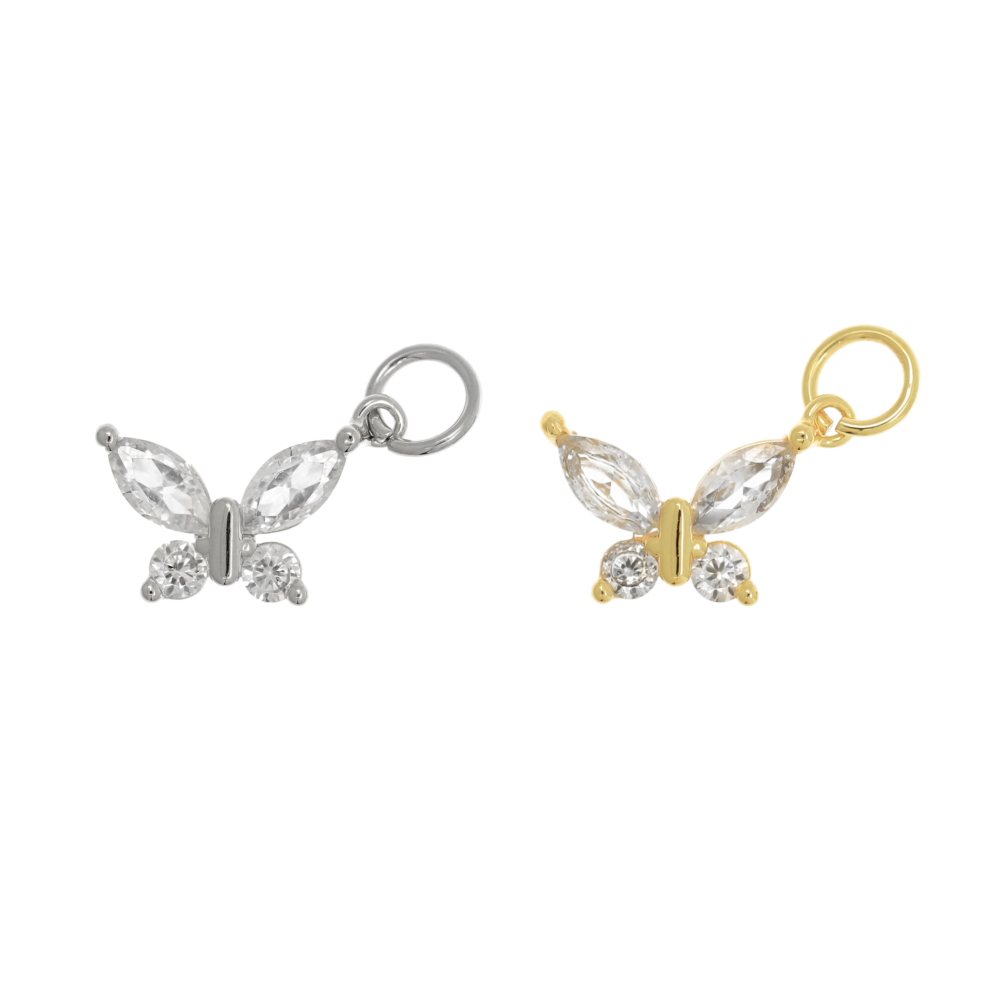 Ciondolo a forma di Farfalla piccola, con gemme Crystal, 9x13mm