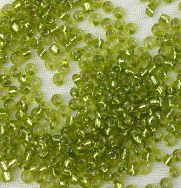 Conteria, misura 2,5 mm. color Verde oliva chiaro con argento