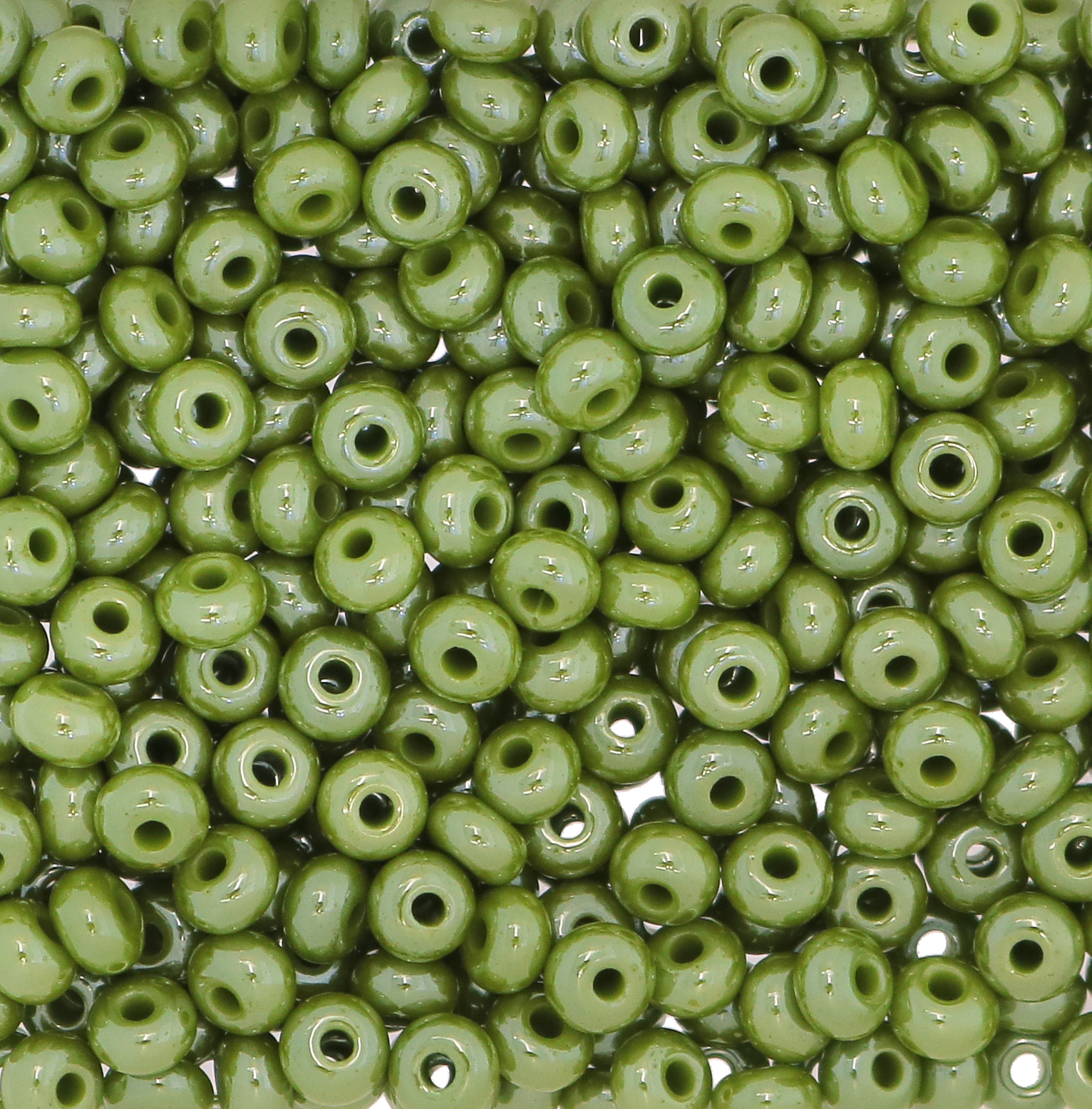 Conteria in vetro, dimensione 4,5x3mm., colore Verde Oliva perlato
