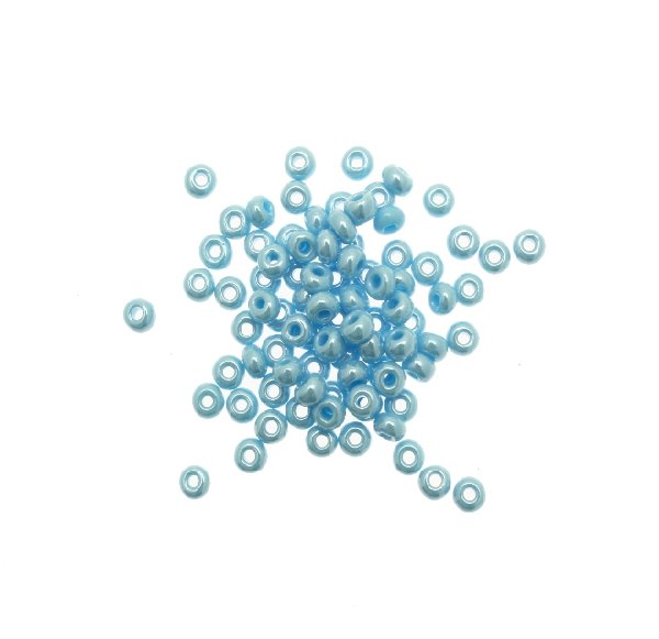 Conteria in vetro, dimensione 4,5x3mm., colore Acquamarina perlato