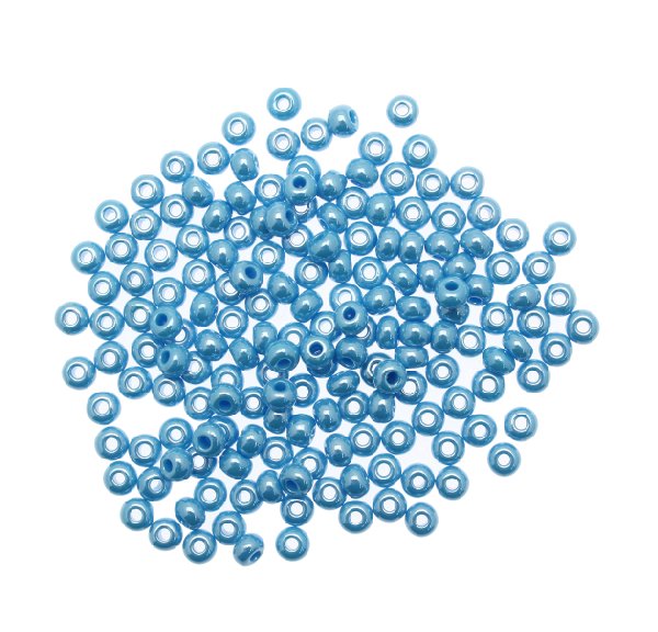 Conteria in vetro, dimensione 4,5x3mm., colore Azzurro Scuro Perlato