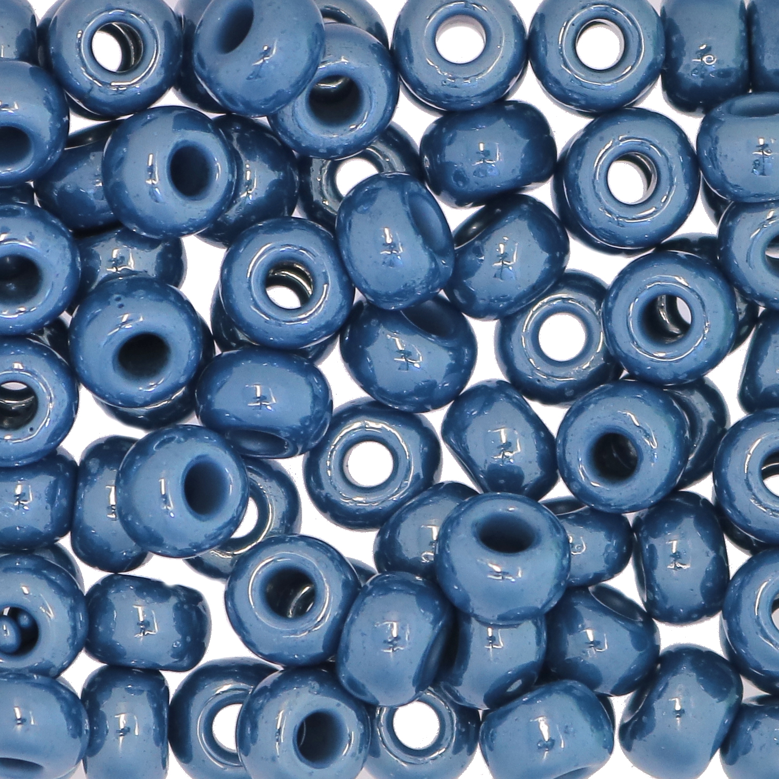 Conteria gigante in vetro, 8x5 mm., colore Blu medio perlato