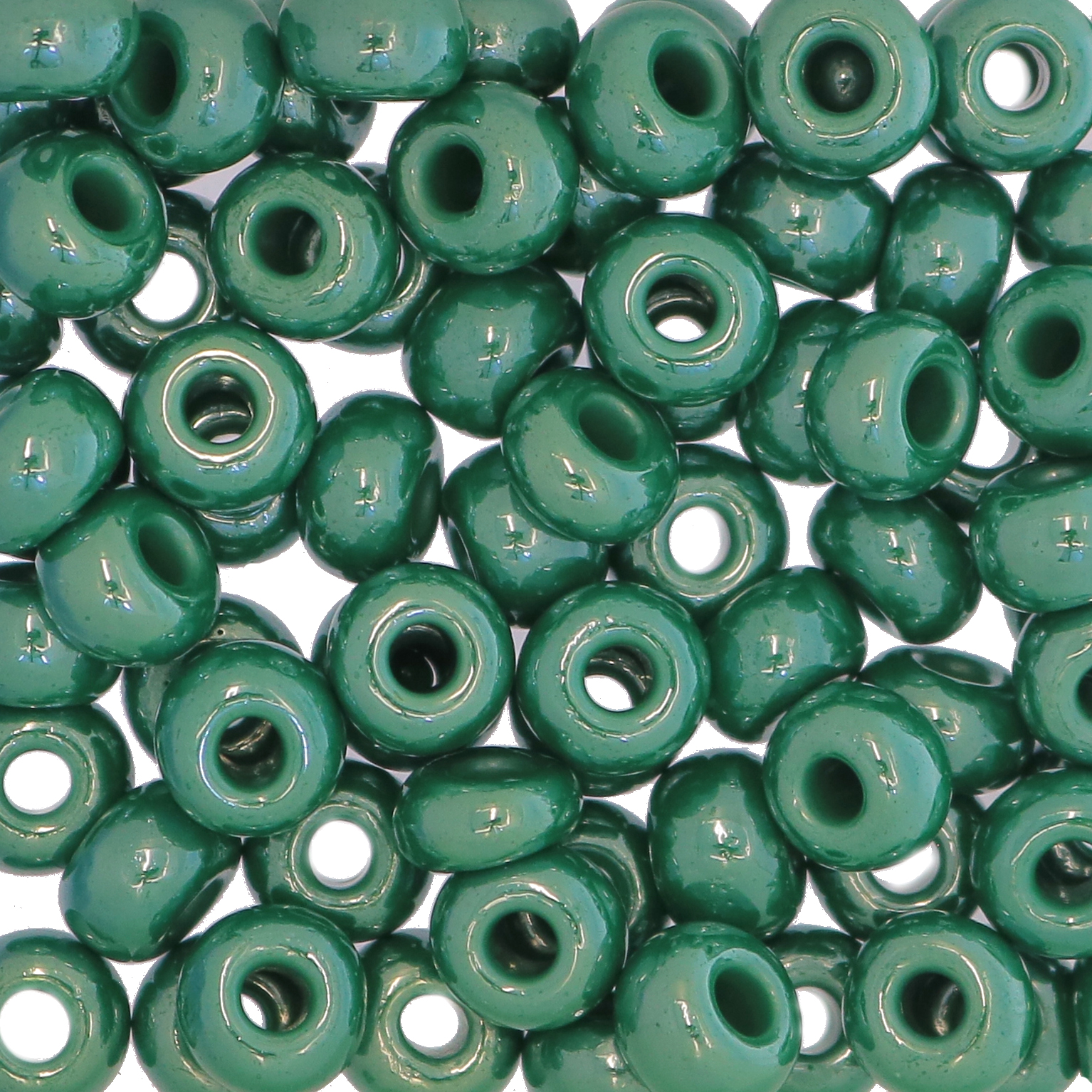Conteria gigante in vetro, 8x5 mm., colore Verde Smeraldo Perlato