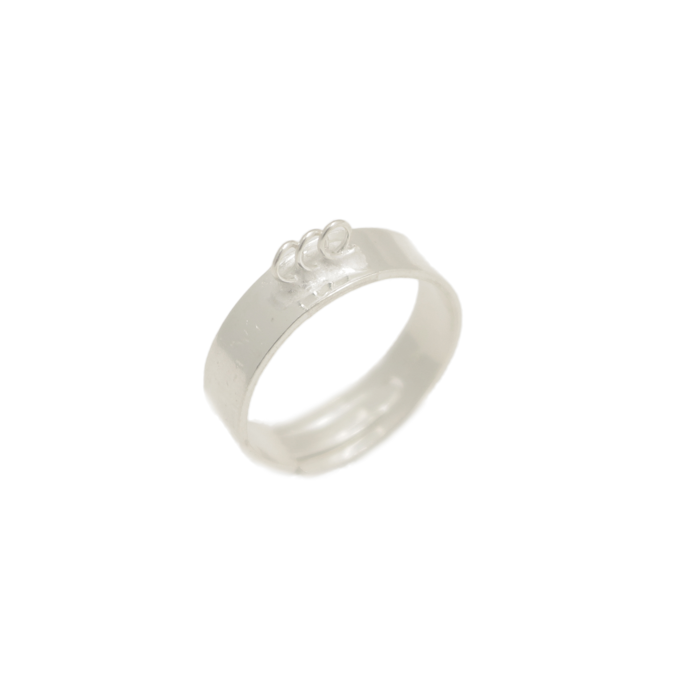 Base anello, regolabile, a fascia 3 anelli, in Argento 925