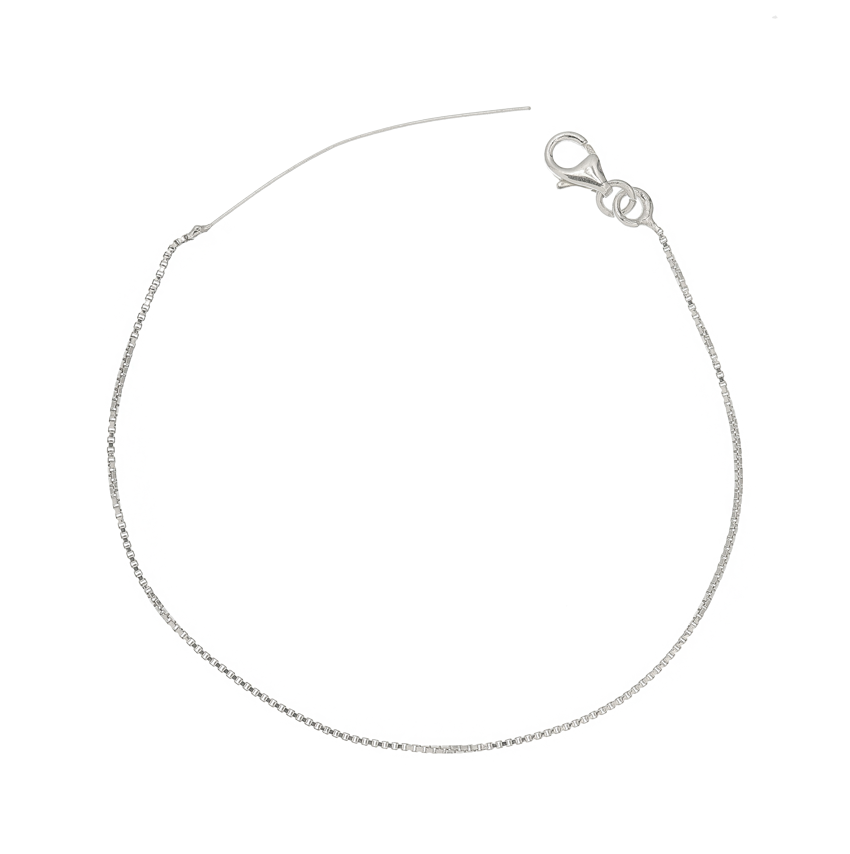 Base per bracciale, in Argento 925, composta da moschettone, catena veneziana e aghetto finale
