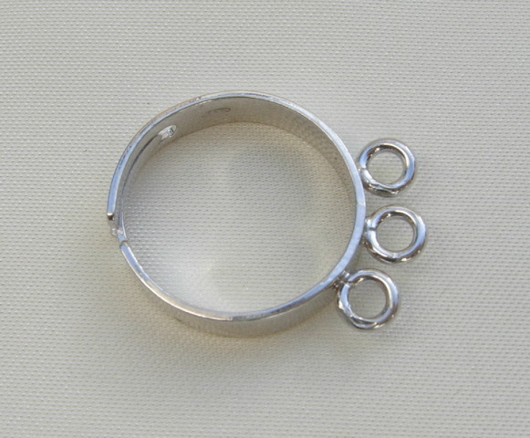 Base anello a fascia con 3 anelli grandi Argento 925