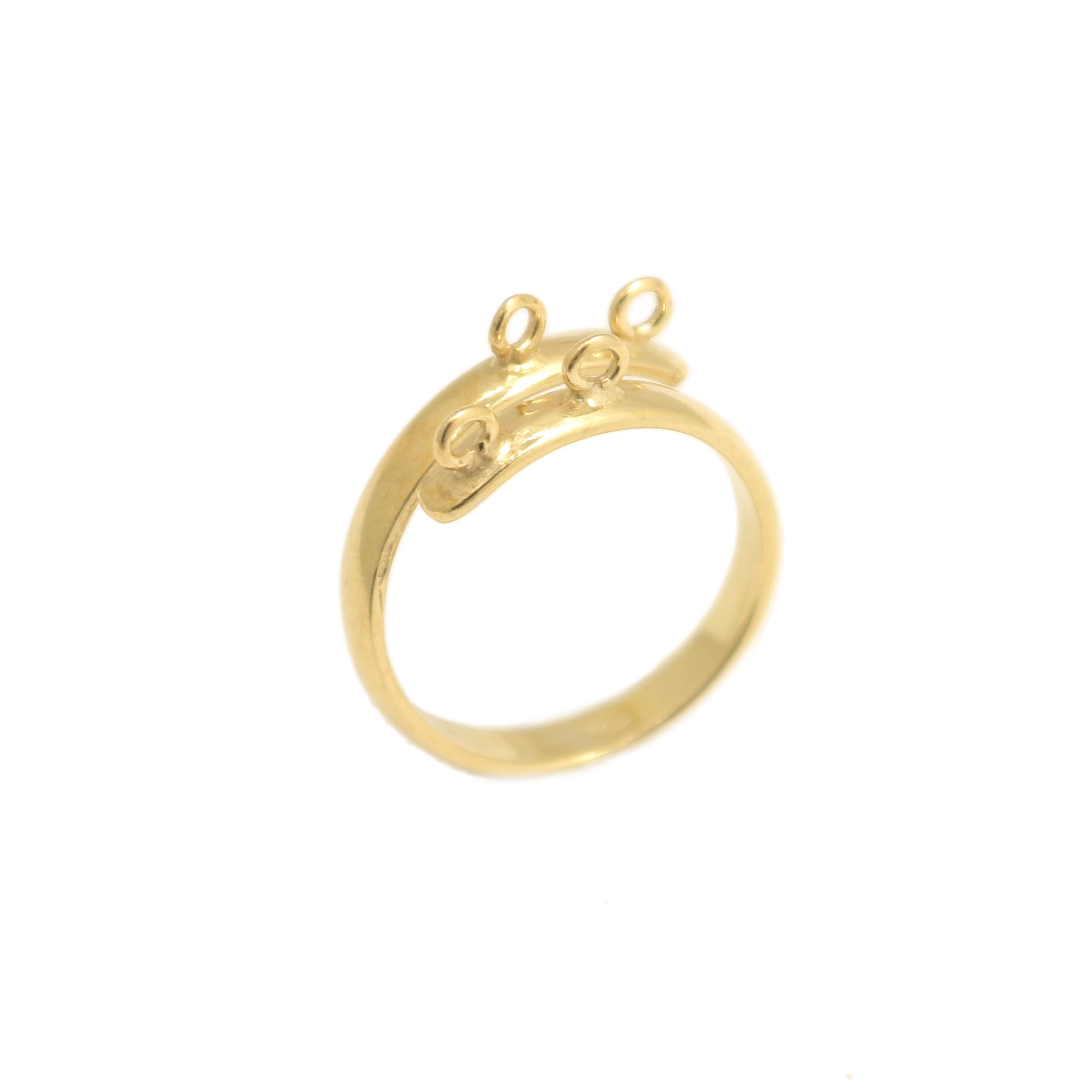 Base anello, regolabile, a fascia con 2 anelli+2 anelli in Argento 925