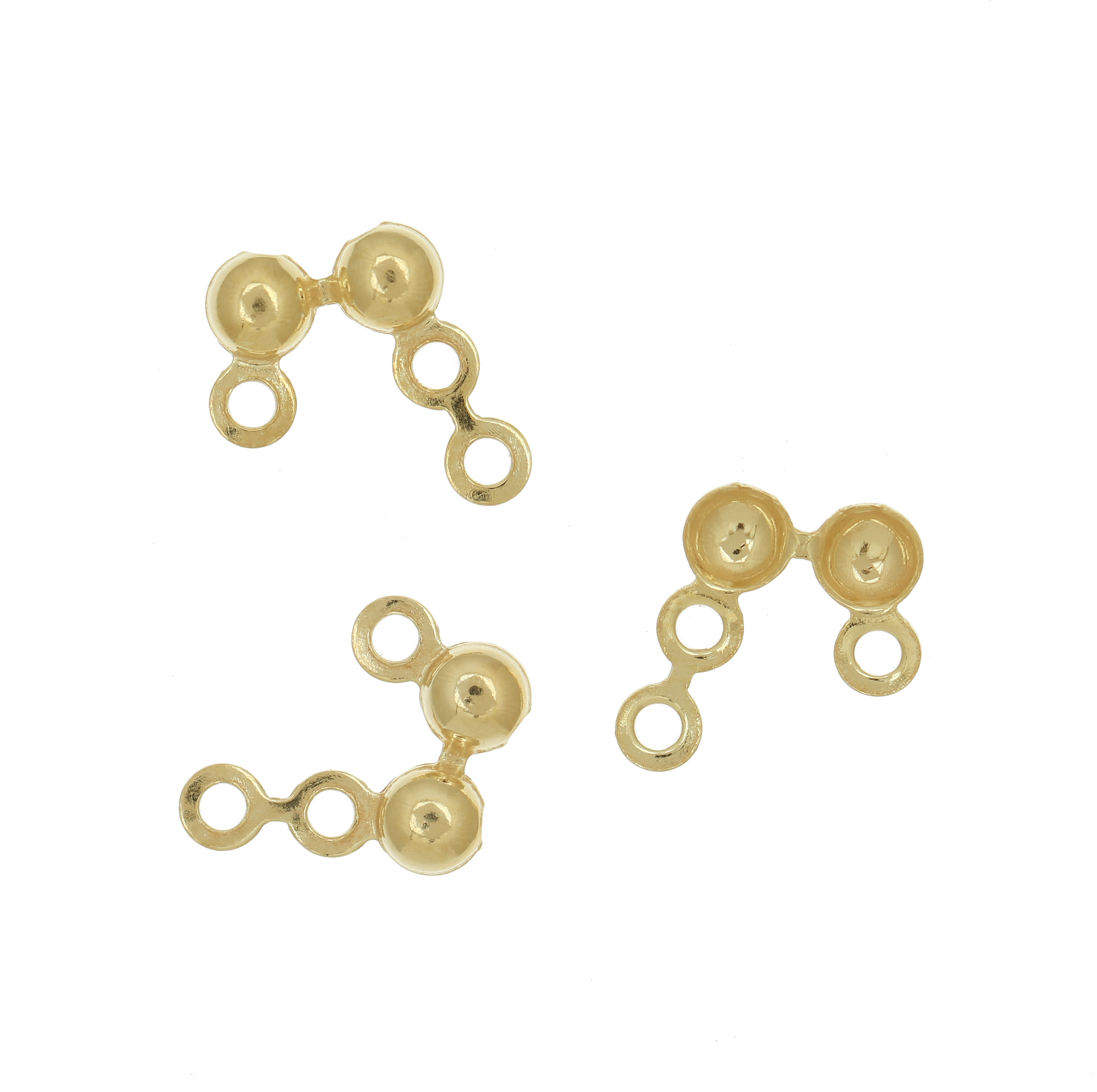 Coppetta chiudi nodo, doppia semi-sfera, con 2+1 anellini, diametro sfera 3,5 mm. Argento 925