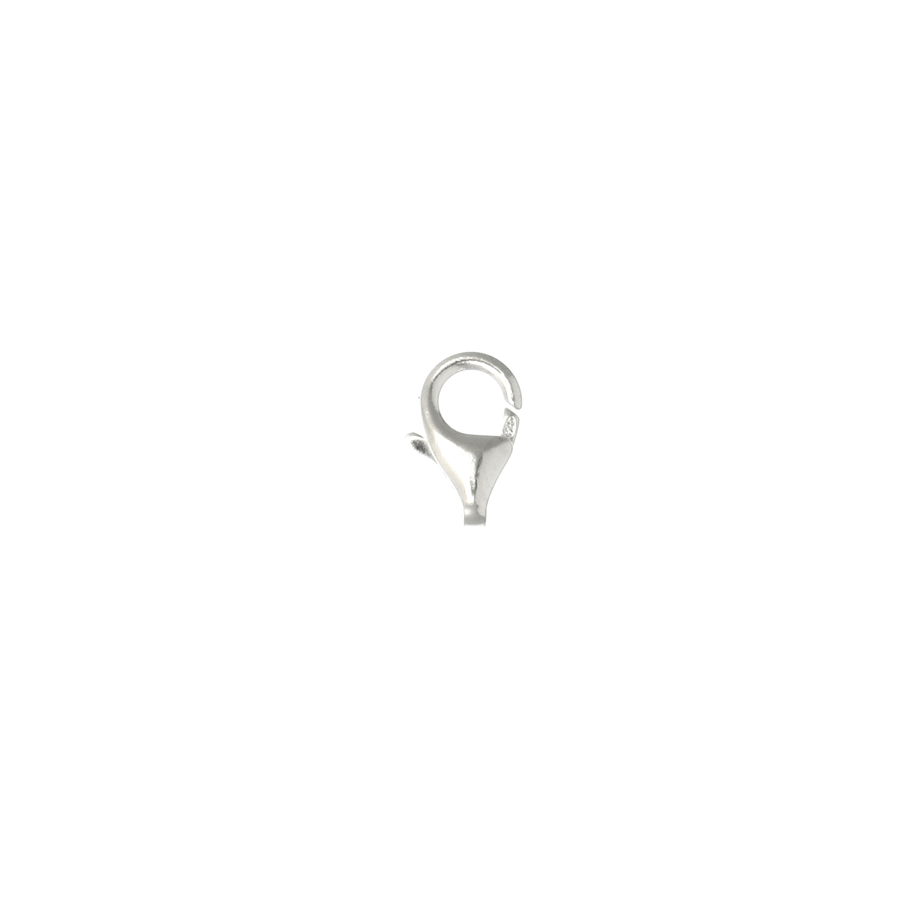 Moschettone a pera senza anello 11x6 mm. Argento 925
