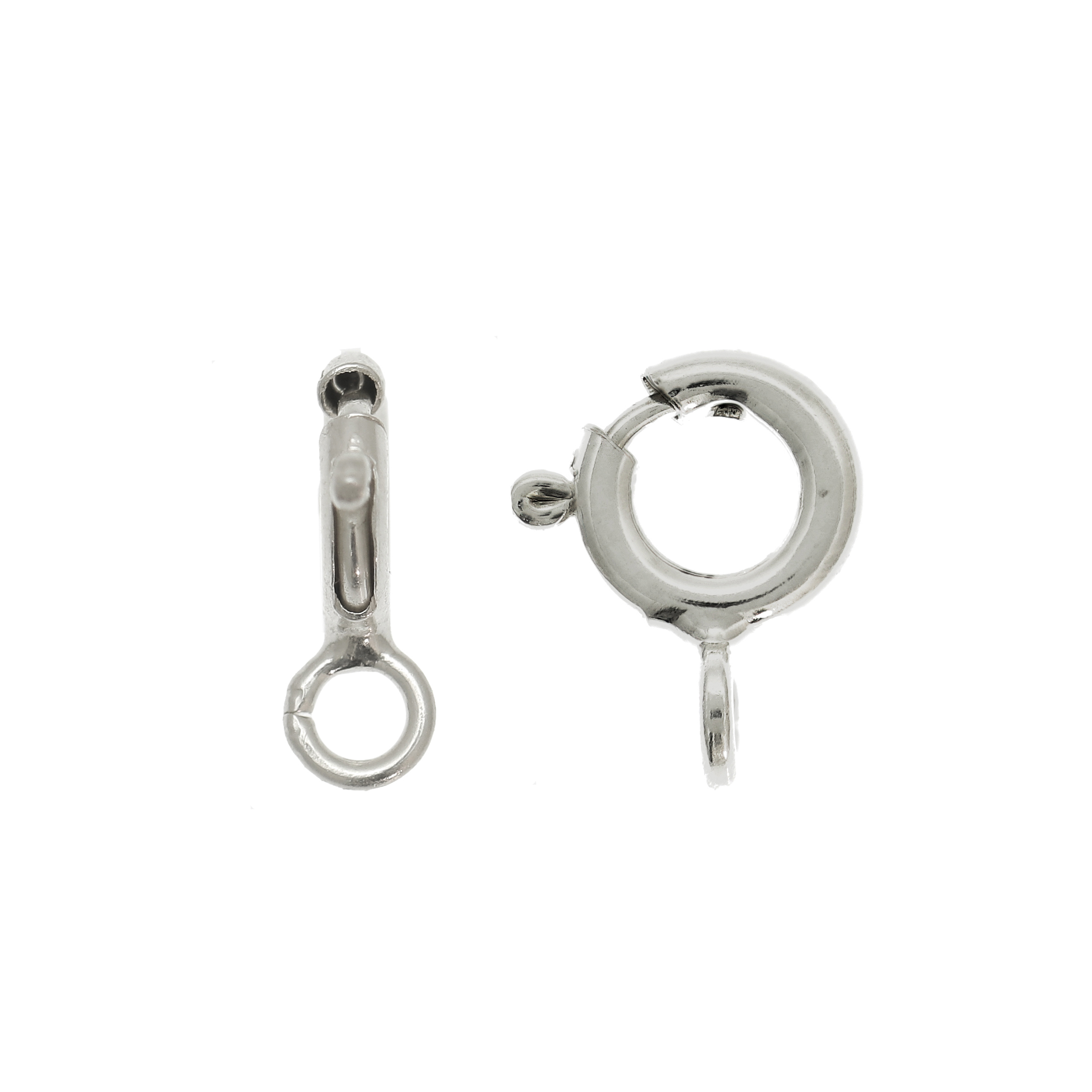 Moschettone tondo con chiusura a molla, 8x6 mm. Argento 925