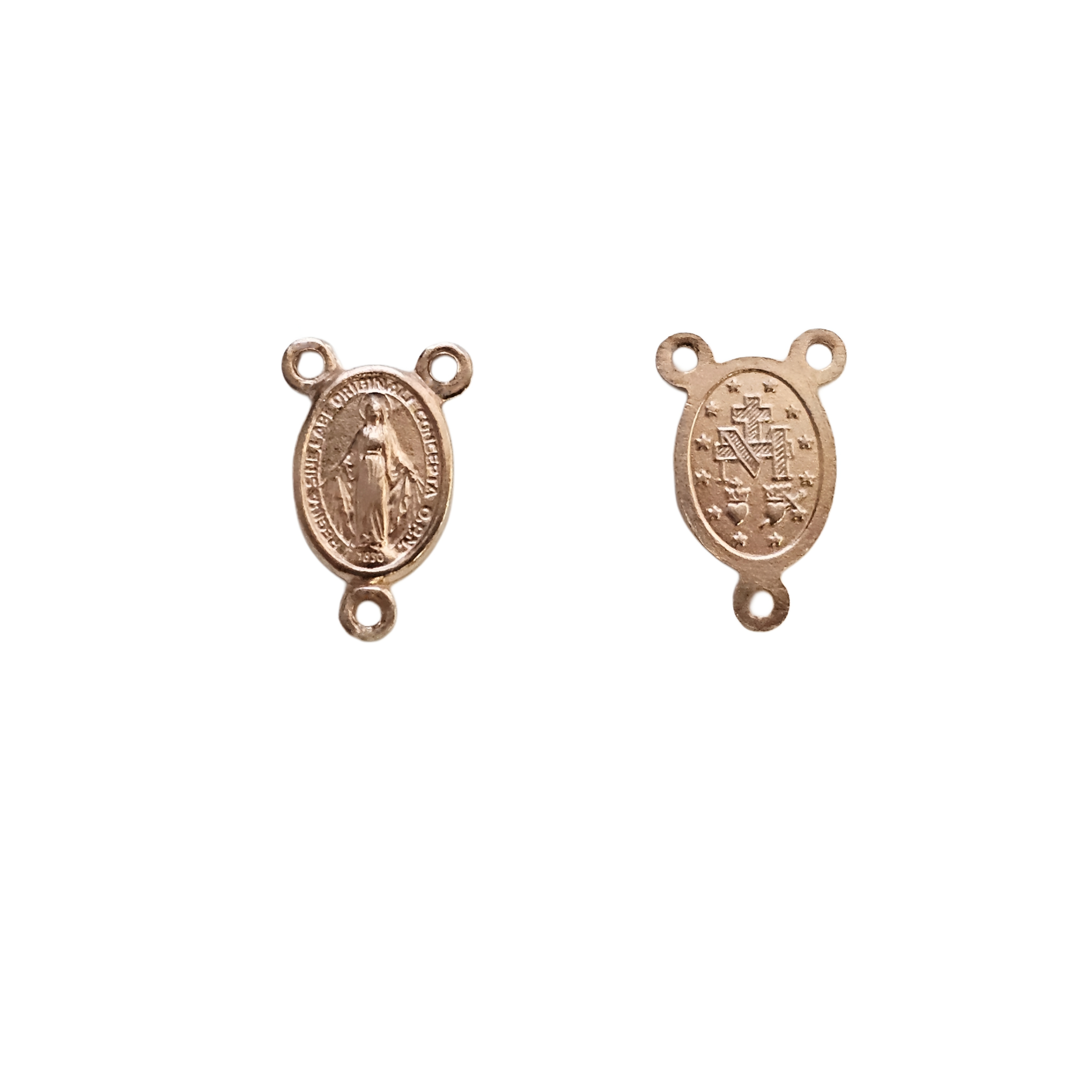 Distanziatore a 3 anelli, a forma di Medaglia, 13x8 mm., in Argento 925