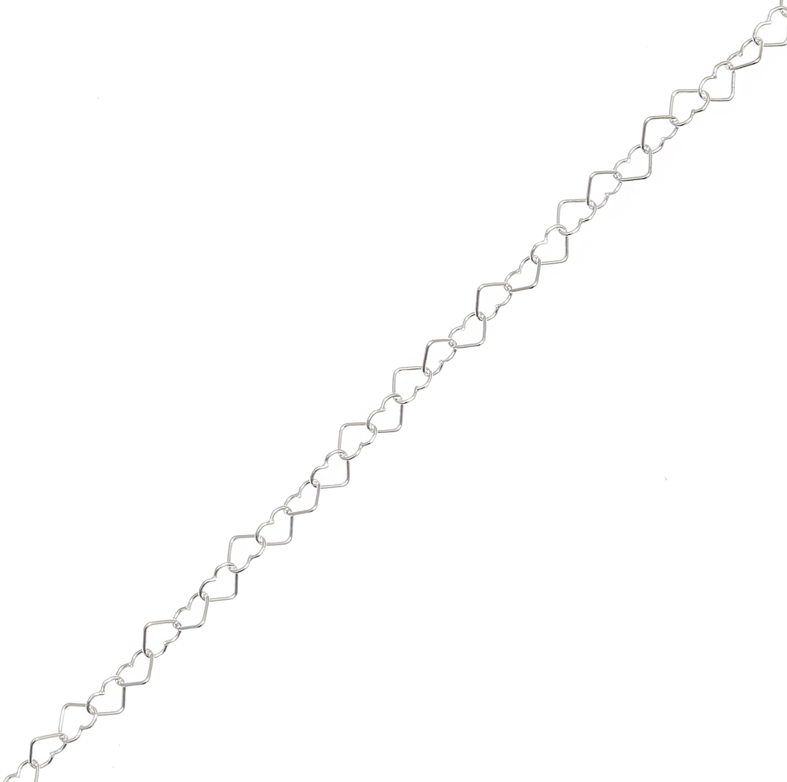 Catena composta da cuori sottili, 3,2x4,4 mm. in Argento 925