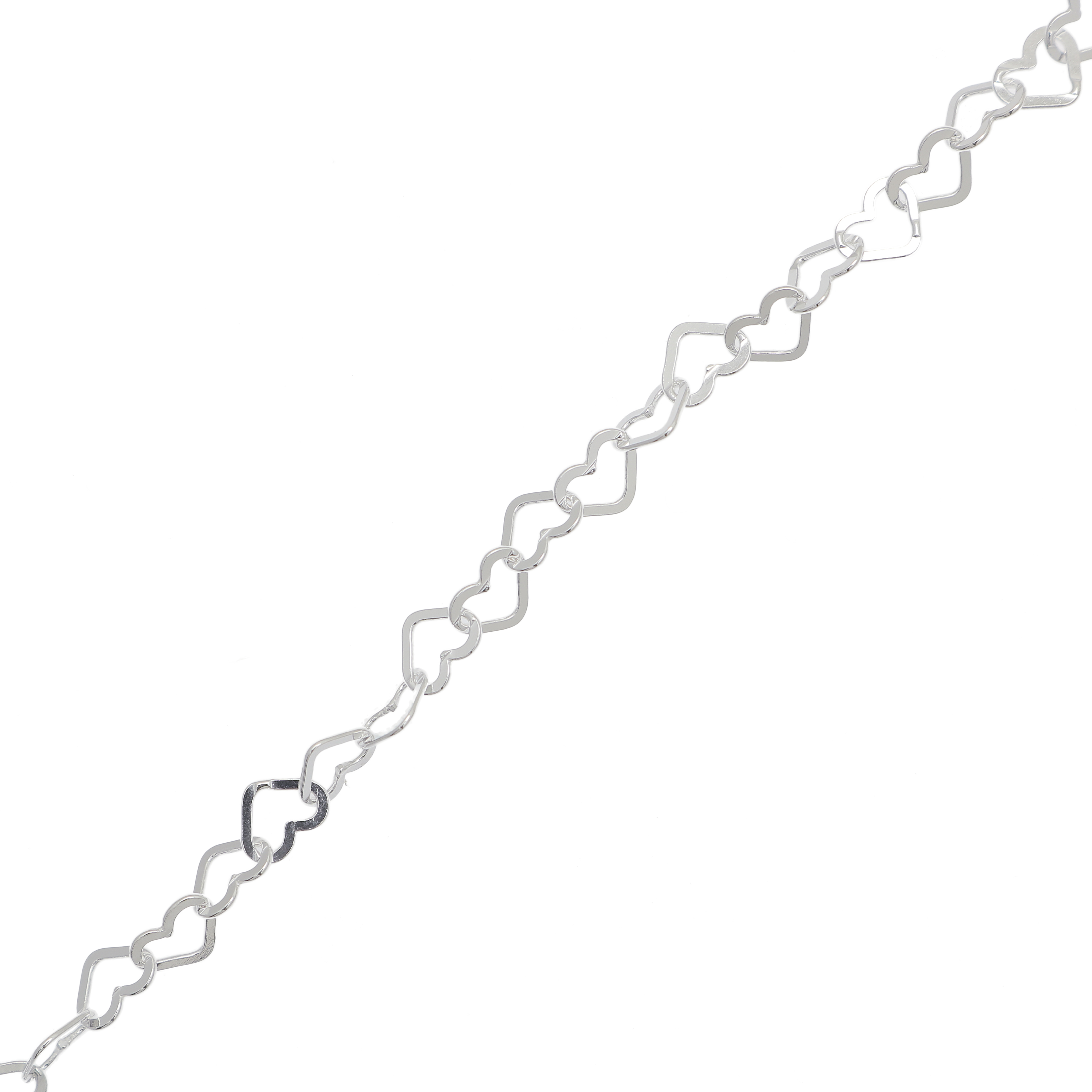 Catena composta da cuori sottili, 5,7x4,6 mm. in Argento 925