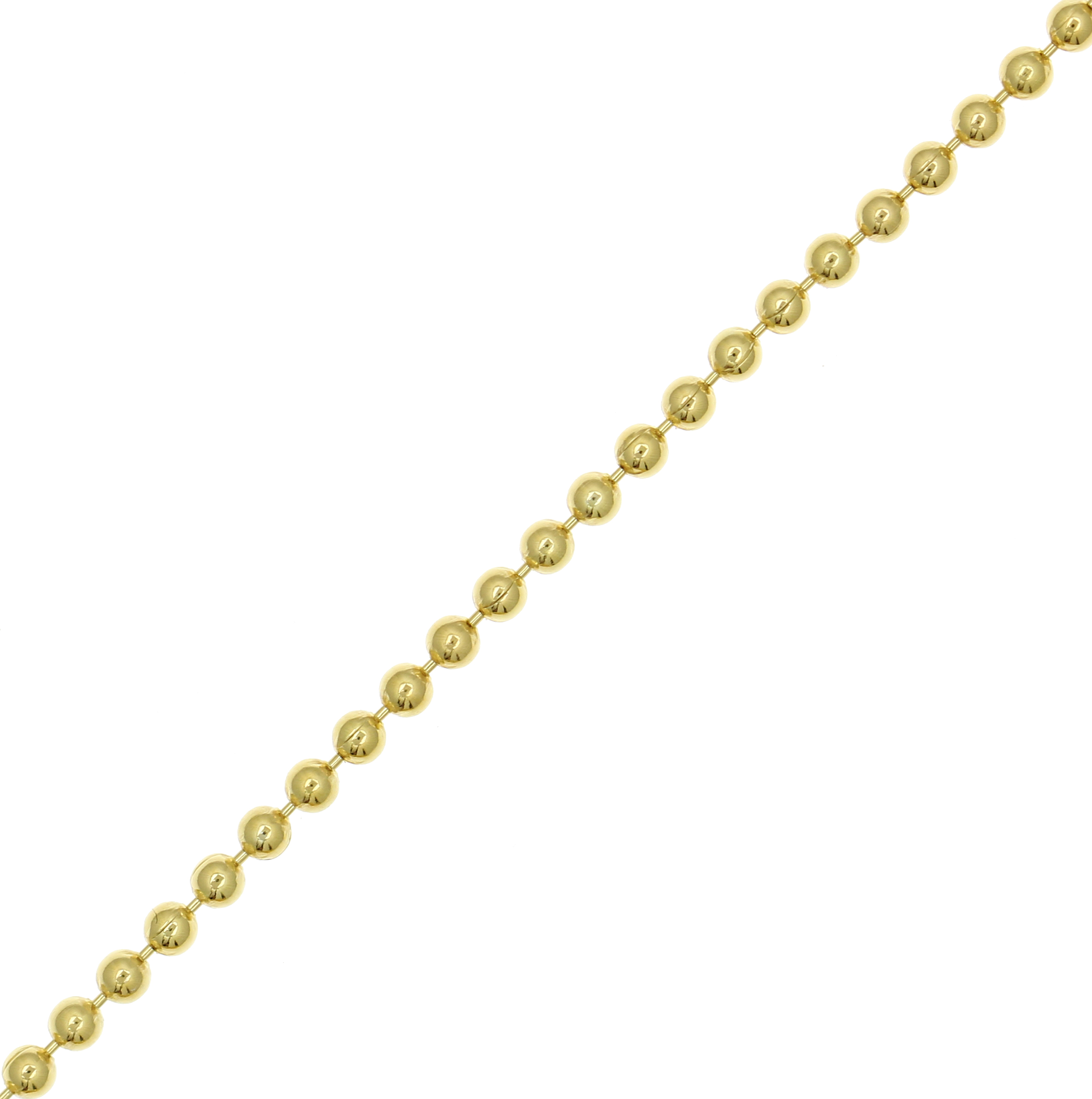 Catena a palline, spessore 1,4 mm., in Argento Dorato 925