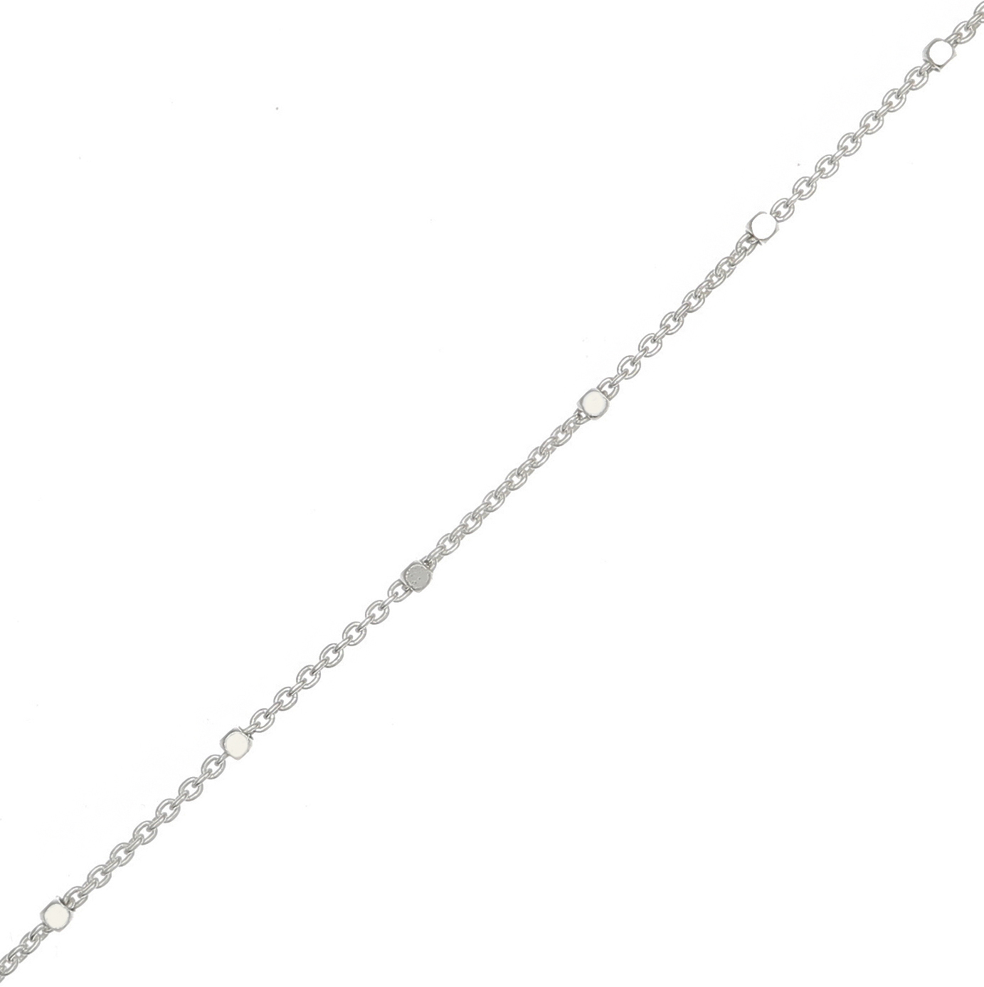 Catena composta ovale sottile con cubetti ogni 18 mm., in Argento925