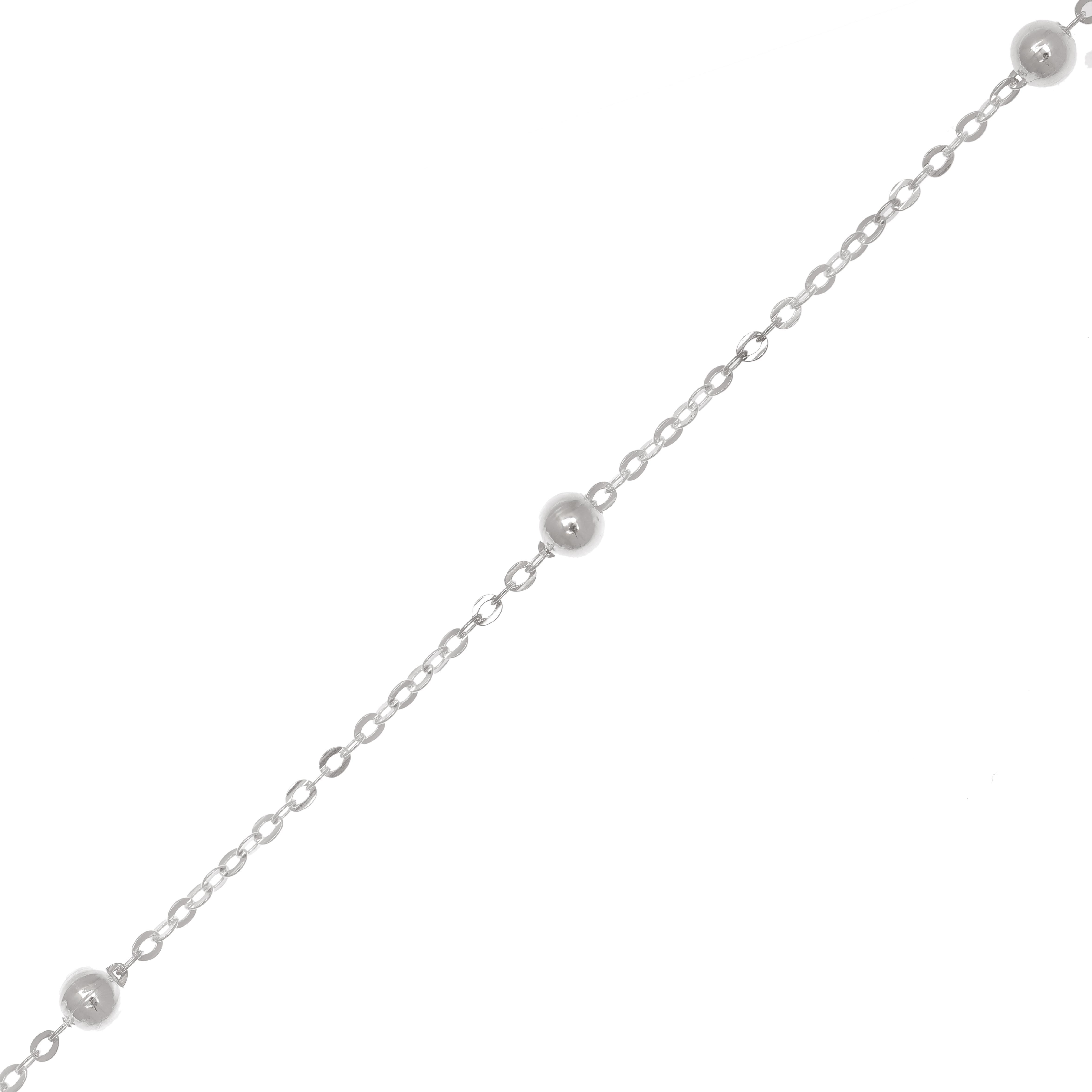 Catena ovalina piatta saldata alternata a palline piene ogni 30 mm., in Argento925