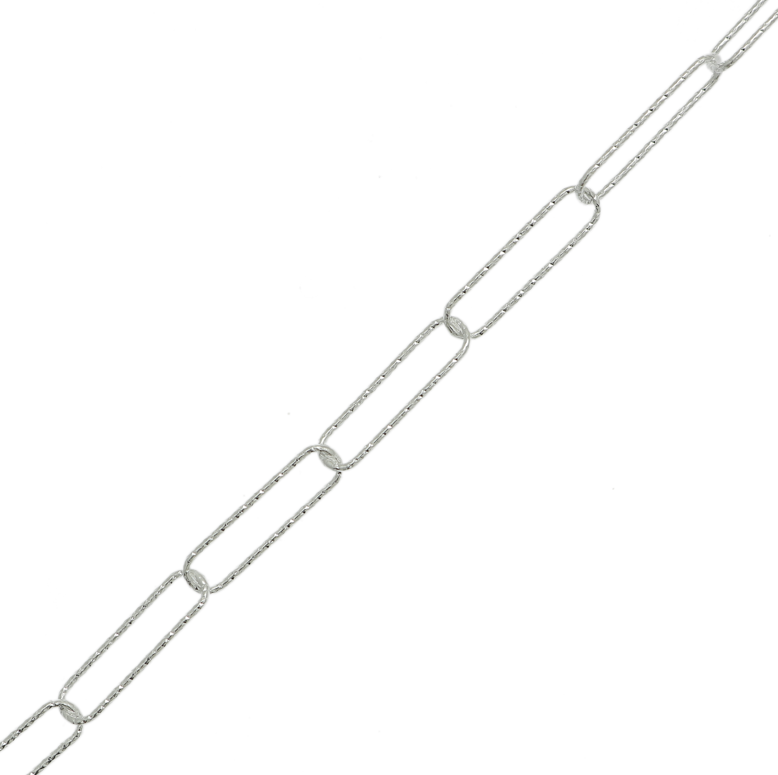 Catena rettangolare diamantata, 15x4mm. ARGENTO925