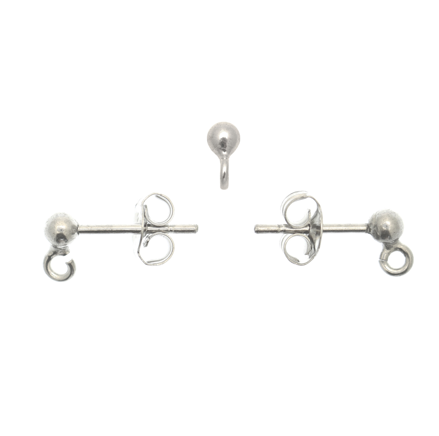 Perno con pallina 3 mm. in Argento 925, con un anellino sotto