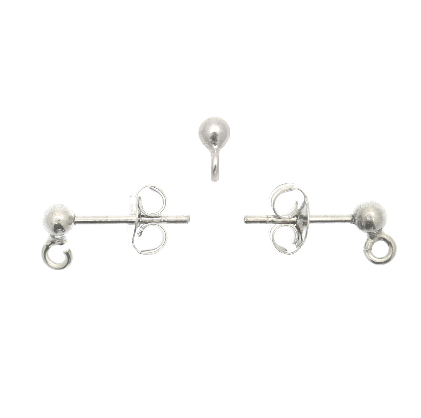Perno con pallina 4 mm. in Argento 925, con un anellino sotto