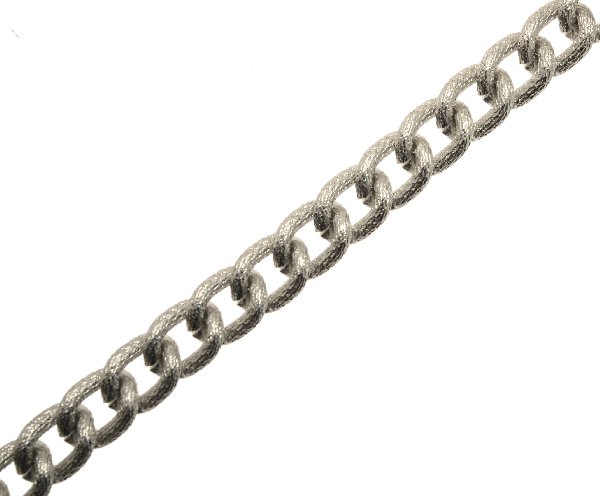 Catena grumetta bombata e diamantata, in alluminio, dimensione anello 9x12 mm.