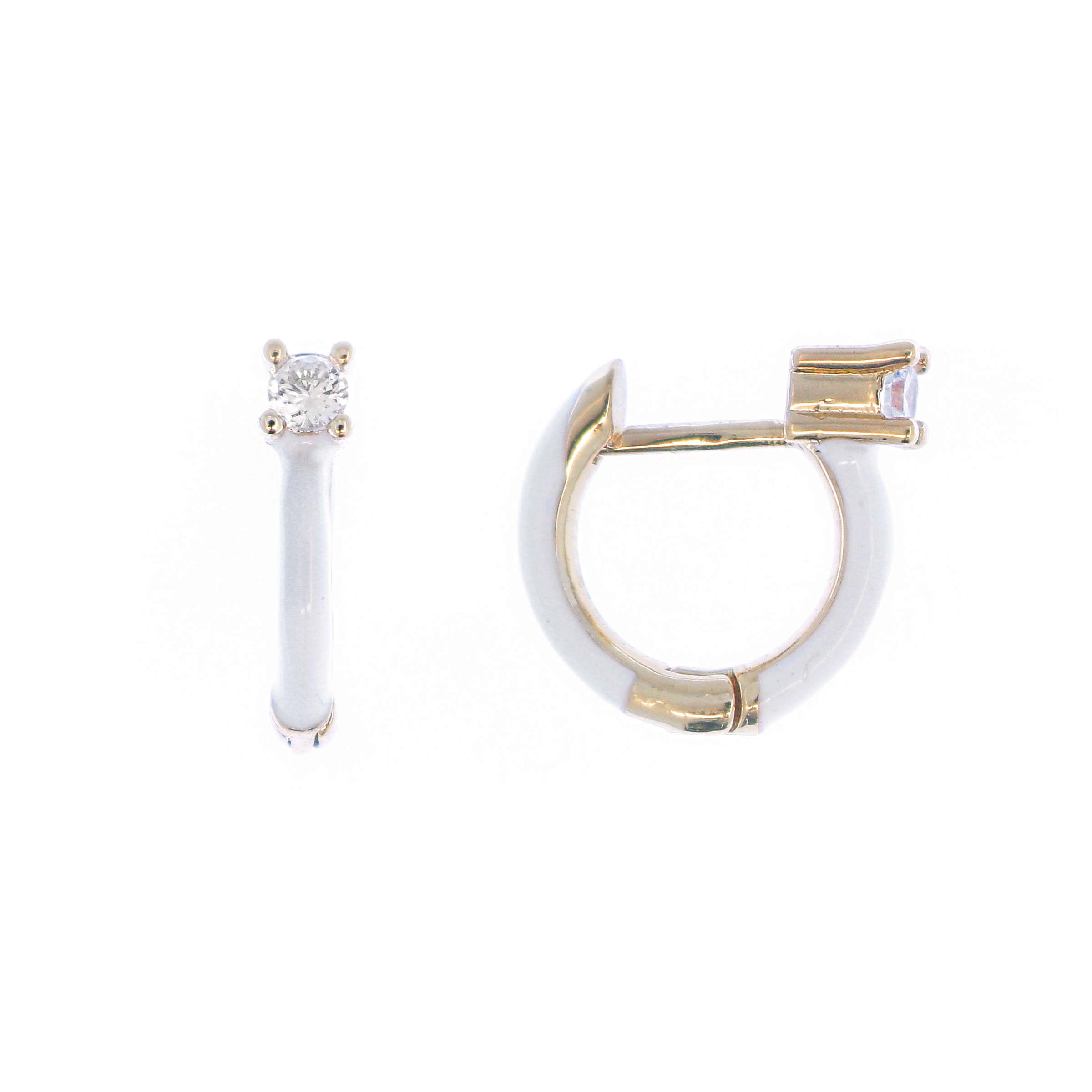 Cerchio con perno, smaltato con strass Crystal, diametro 11 mm, colore smalto Bianco 
