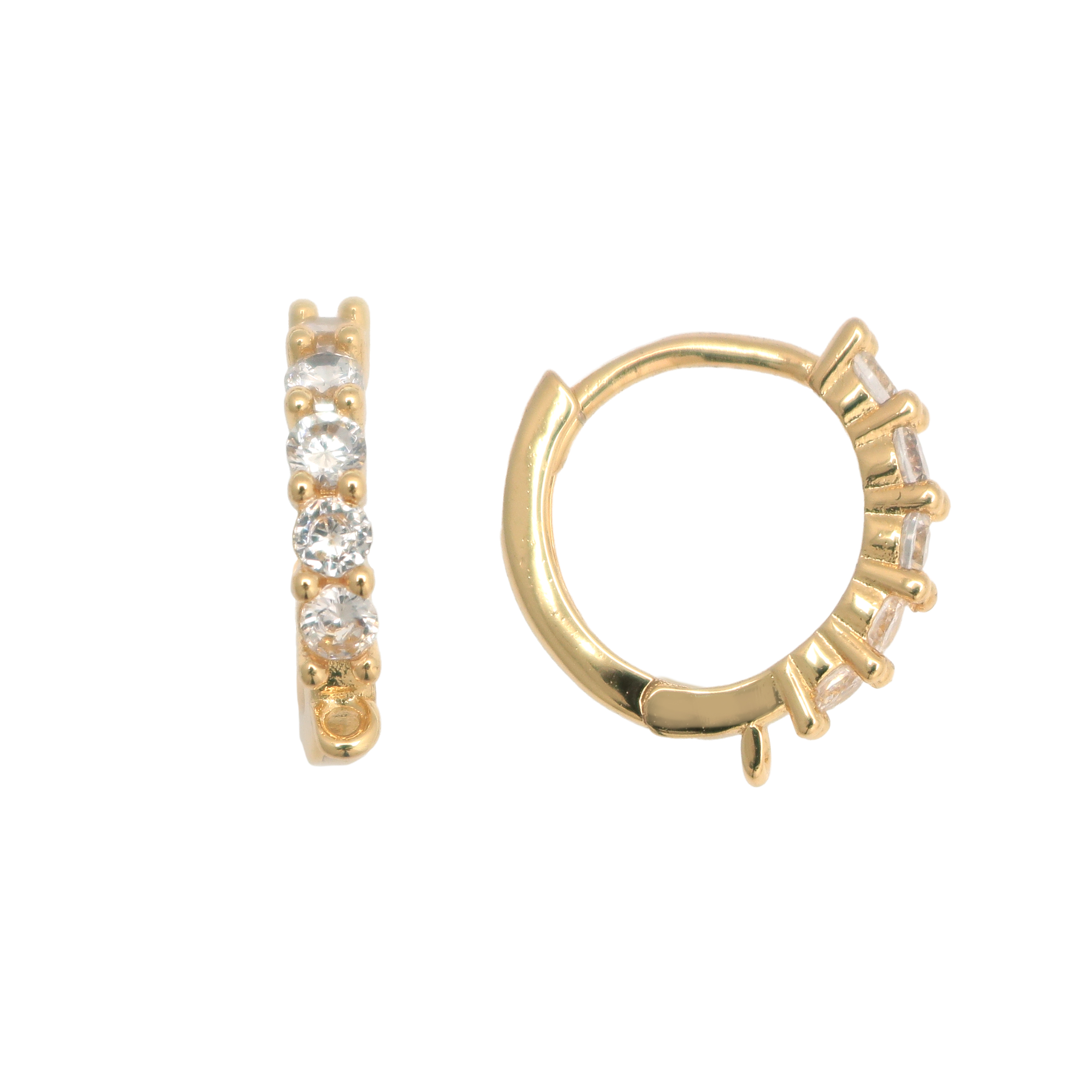 Cerchio con strass incastonati sul davanti, 16x14 mm., base colore Oro Lucido, colore strass Crystal