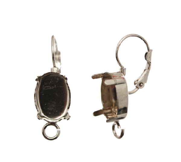 Monachella chiusa con porta strass (gemma o cabochon ovale 10x14 mm.), 30x10 mm., CONF.2 PZ