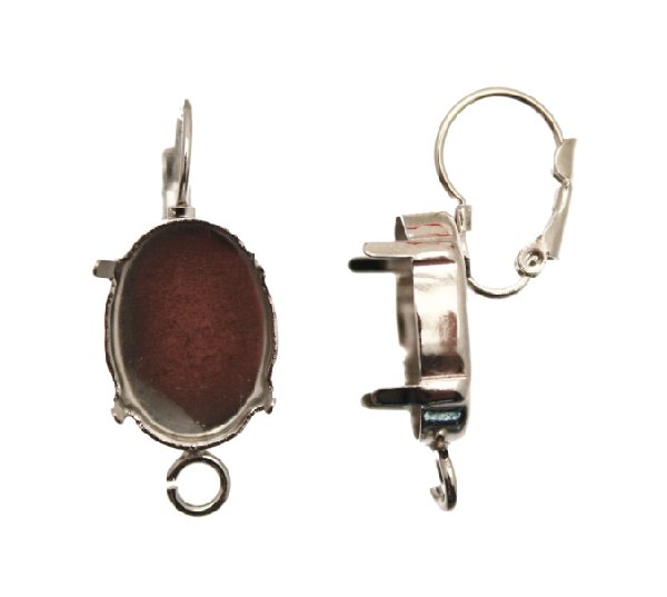 Monachella chiusa con porta strass (gemma o cabochon ovale 18x13 mm.), 34x13 mm., CONF.2 PZ